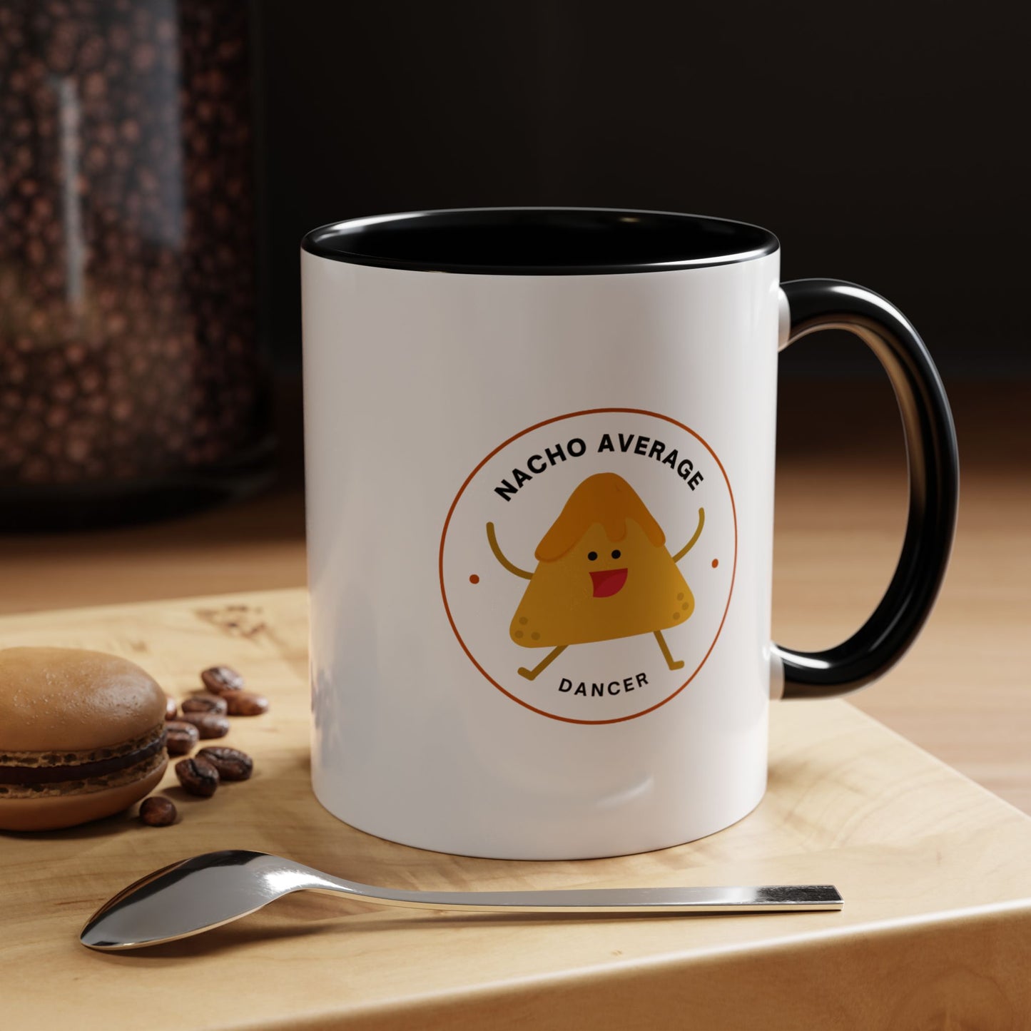 "Nacho Average Dancer" Accent Coffee Mug – Funny Dance Pun Ceramic Mug with Nacho Graphic for Dancers