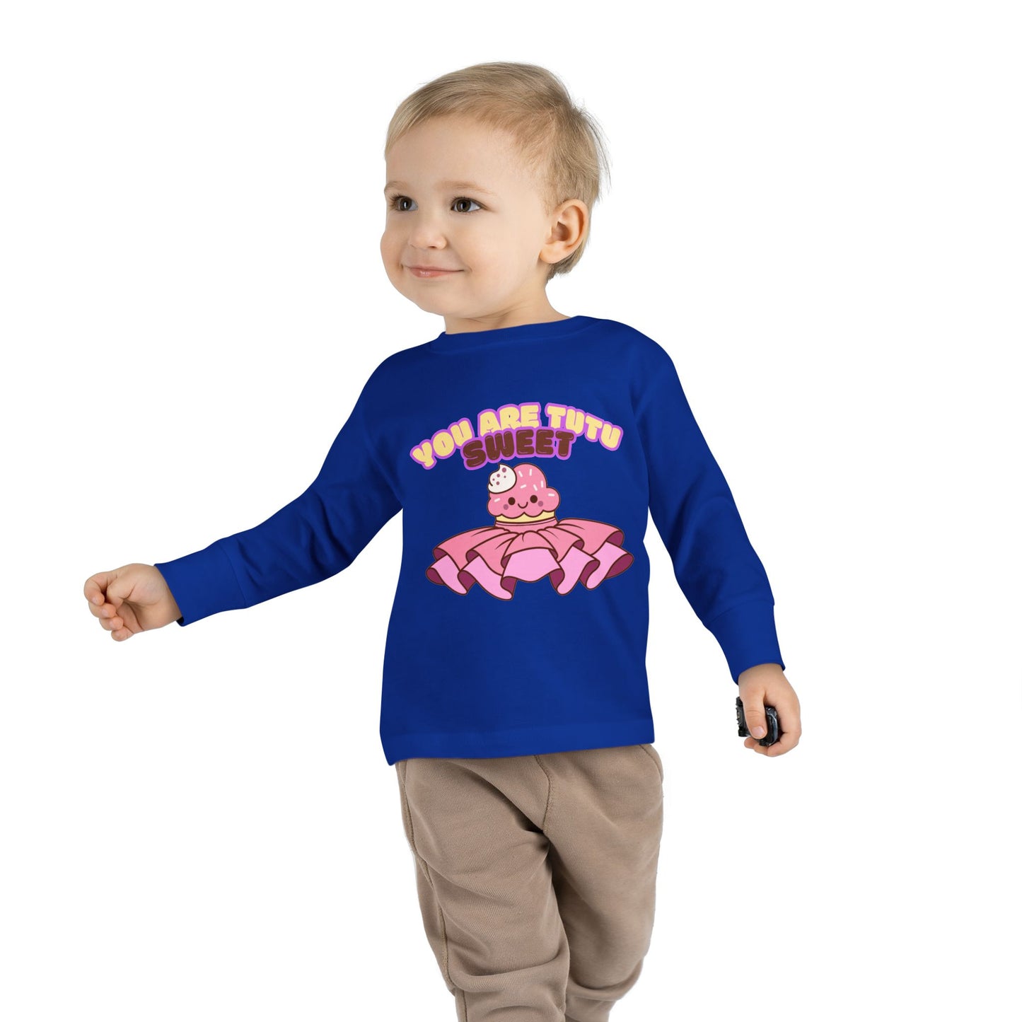 "You Are Tutu Sweet" Toddler Dance T-Shirt – Kawaii Cupcake in Tutu Graphic Long Sleeve Tee for Kids