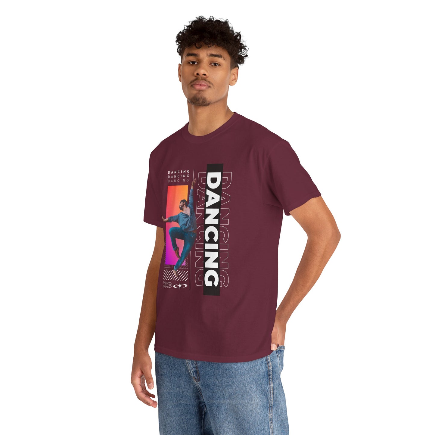 “Dancing” Streetwear-Inspired Male Dancer Unisex Heavy Cotton Tee – Urban Dance Graphic T-Shirt for Performers and Dance Lovers
