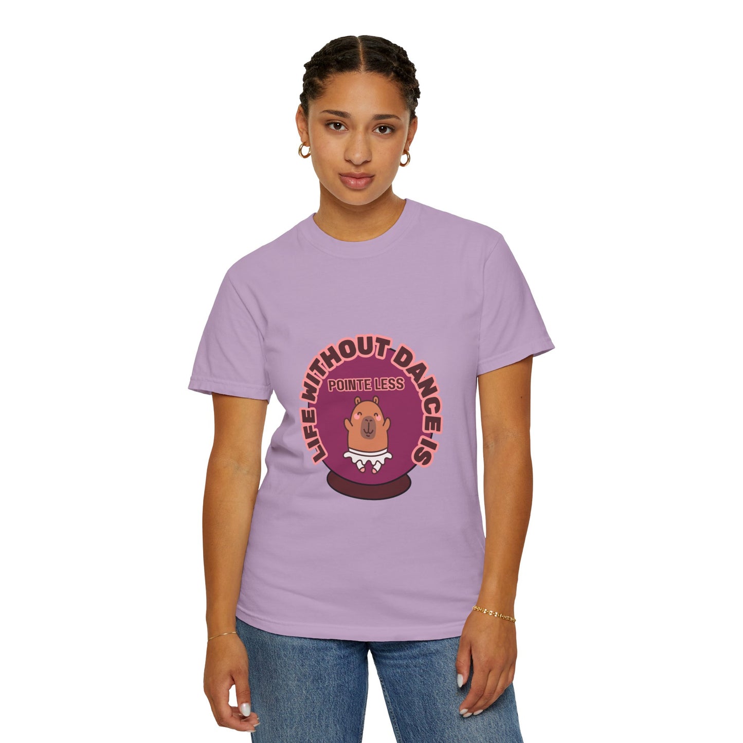 "Life Without Dance is Pointeless" Unisex Garment-Dyed T-Shirt – Cute Dancing Capybara Graphic Tee – Funny Dance Shirt for Animal Lovers & Performers