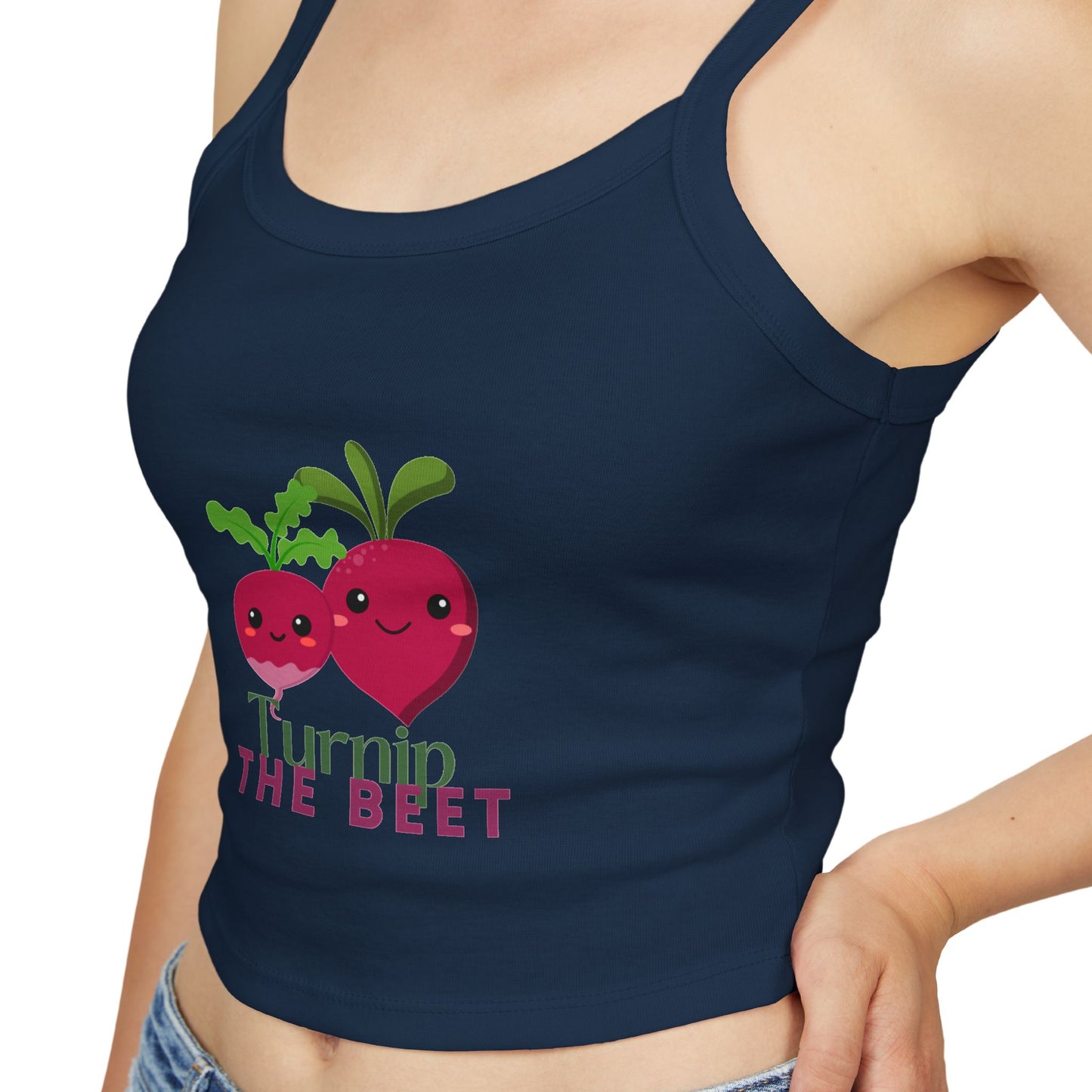 "Turnip the Beet" Women’s Spaghetti Strap Tank Top – Cute Veggie Dance Graphic | Funny Dance Pun Shirt for Dancers & Music Lovers