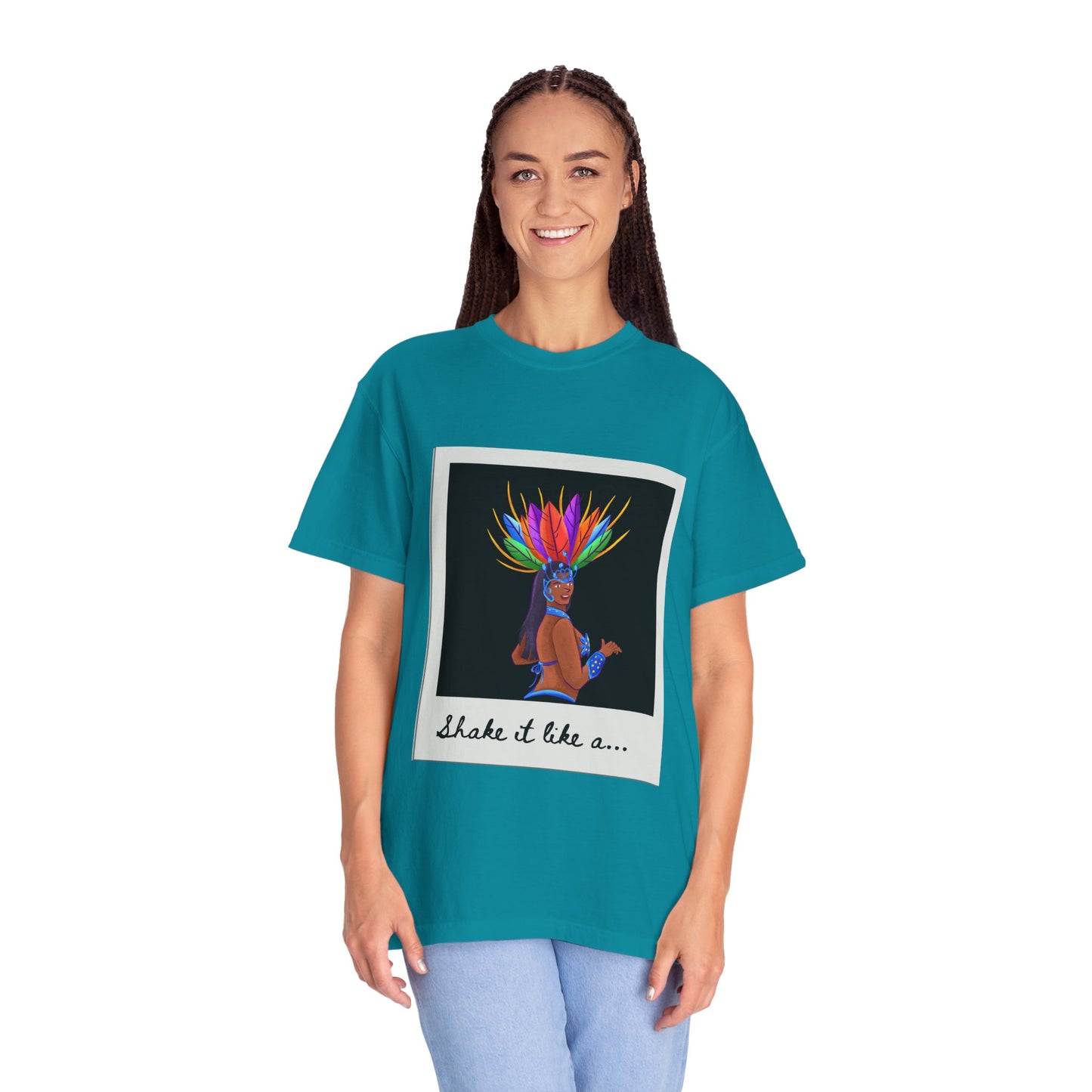 "Shake It Like a Samba Star" Unisex Garment-Dyed Dance T-Shirt – Bold Carnival-Inspired Graphic Tee for Dancers