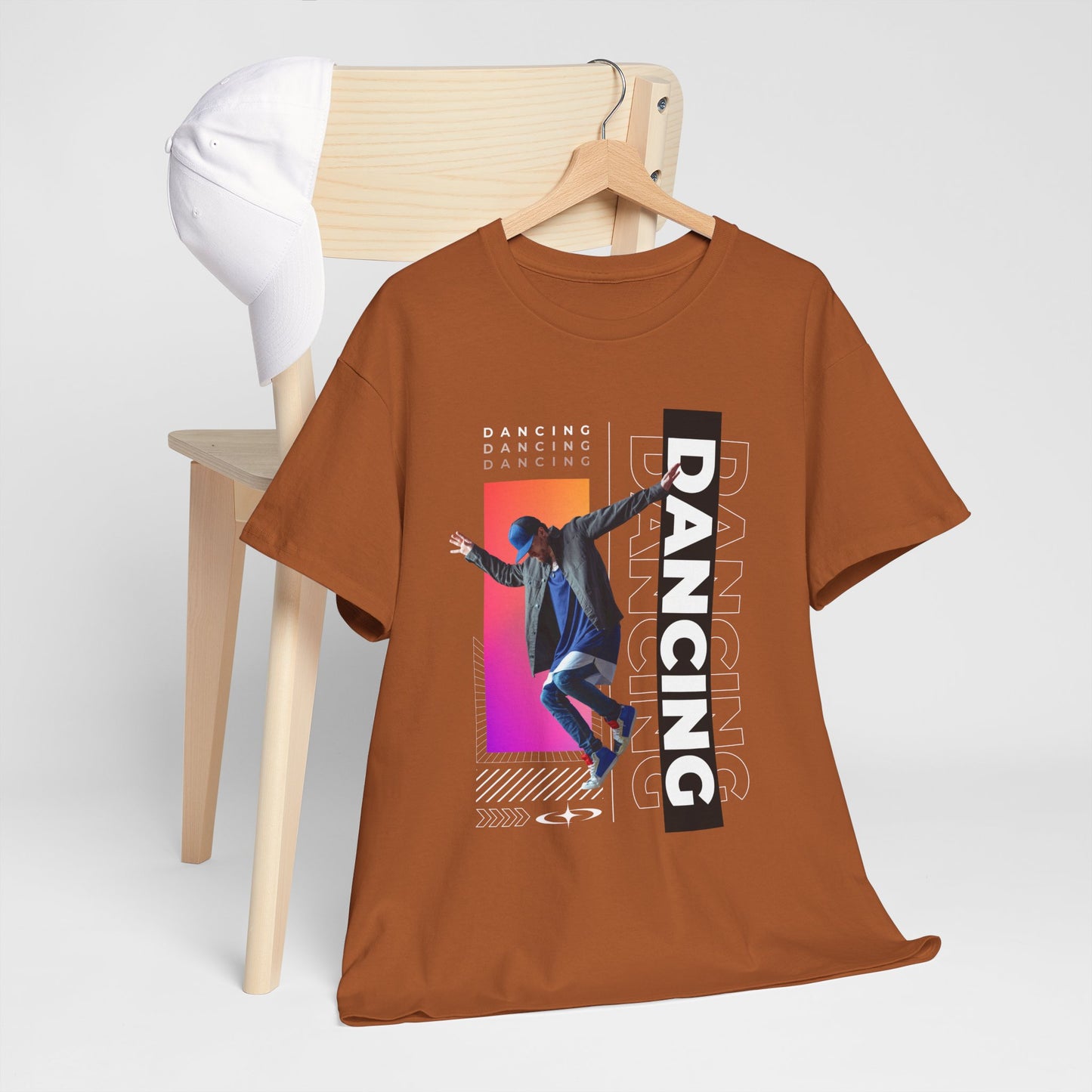 “Dancing” Streetwear-Inspired Male Dancer Unisex Heavy Cotton Tee – Urban Dance Graphic T-Shirt for Performers and Dance Lovers