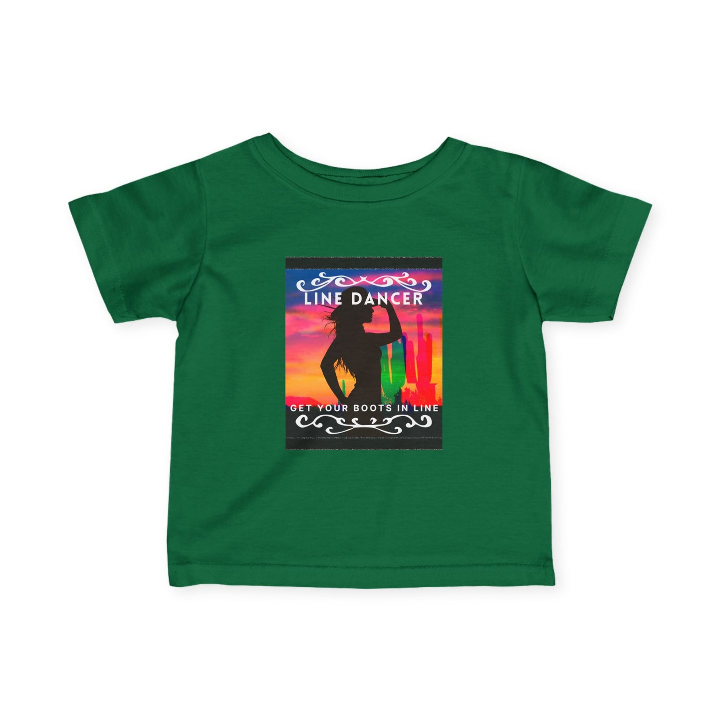 "Line Dancer, Get Your Boots in Line" Western-Inspired Graphic – Infant Fine Jersey Dance Tee