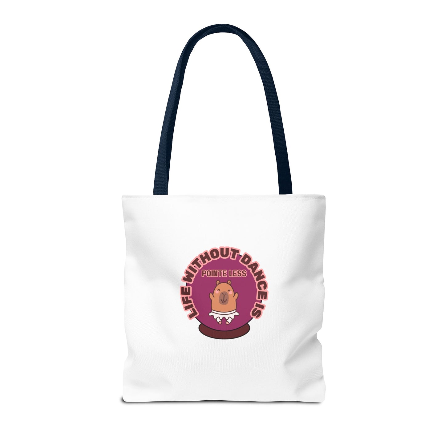 "Life Without Dance Is Pointeless" Capybara Canvas Tote Bag – Funny Dance Pun Tote for Dancers & Animal Lovers