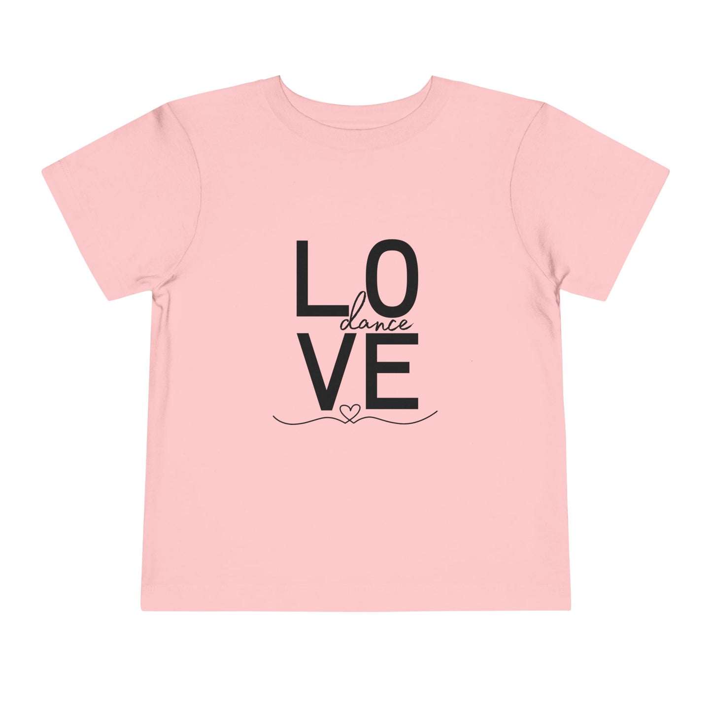 "LOVE Dance" Toddler Short Sleeve Tee – Script Letter Graphic Dance Lover T-Shirt