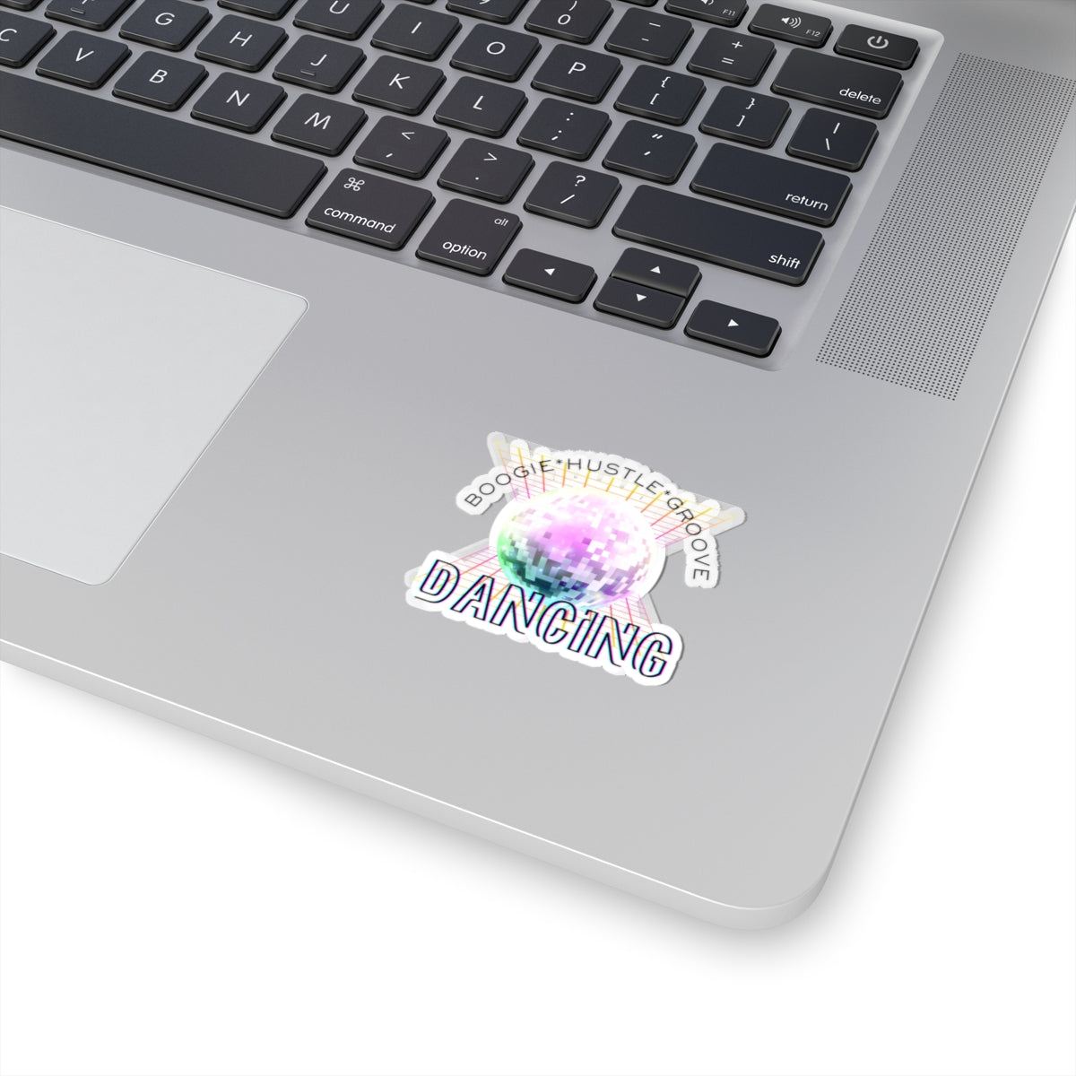 "Boogie Hustle Groove -Dancing" Kiss-Cut Sticker β Retro Dance-Themed Vinyl Sticker with Colorful 70s-Inspired Graphic β Fun Sticker for Laptops, Journals & Water Bottles