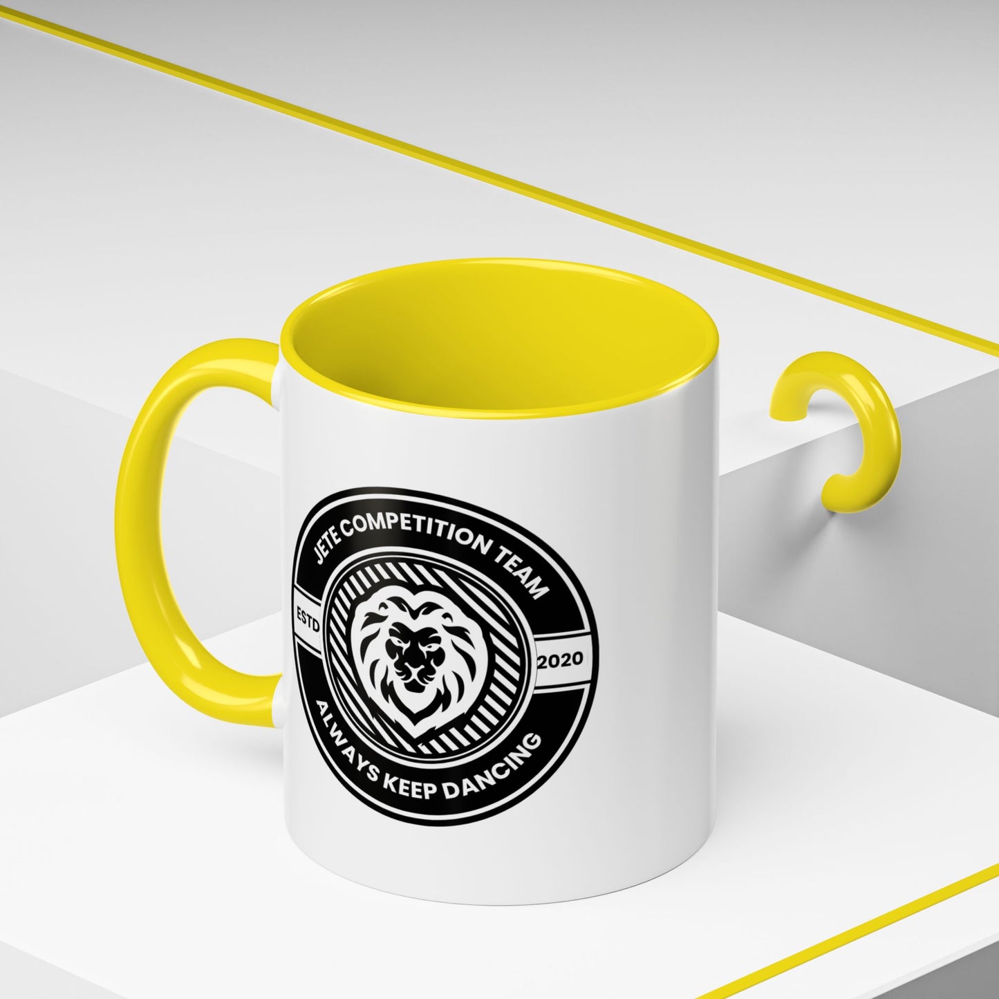 "Jeté Competition Team – Always Keep Dancing" Accent Coffee Mug – Collegiate Style Ceramic Mug for Dancers and Studio Teams