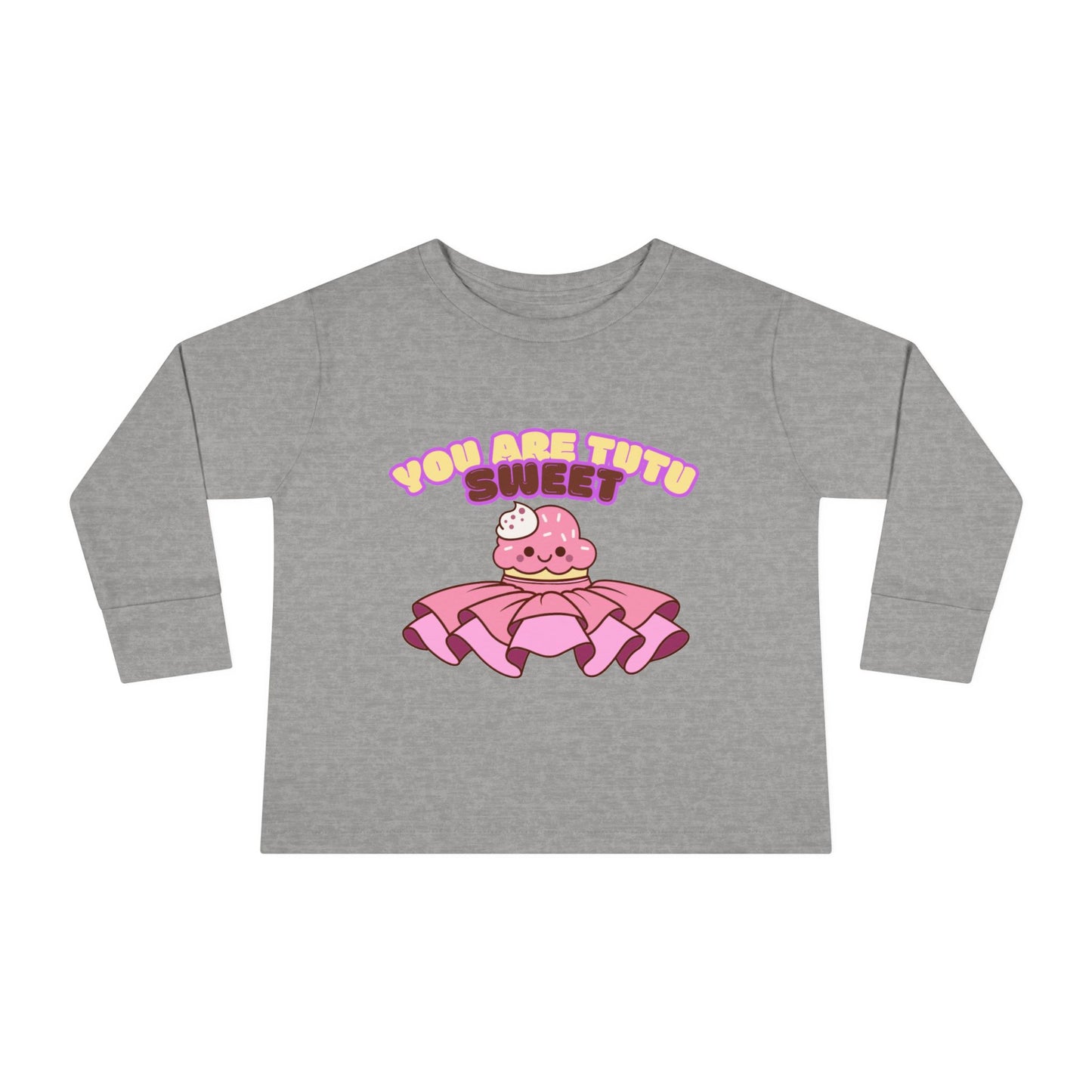 "You Are Tutu Sweet" Toddler Dance T-Shirt – Kawaii Cupcake in Tutu Graphic Long Sleeve Tee for Kids