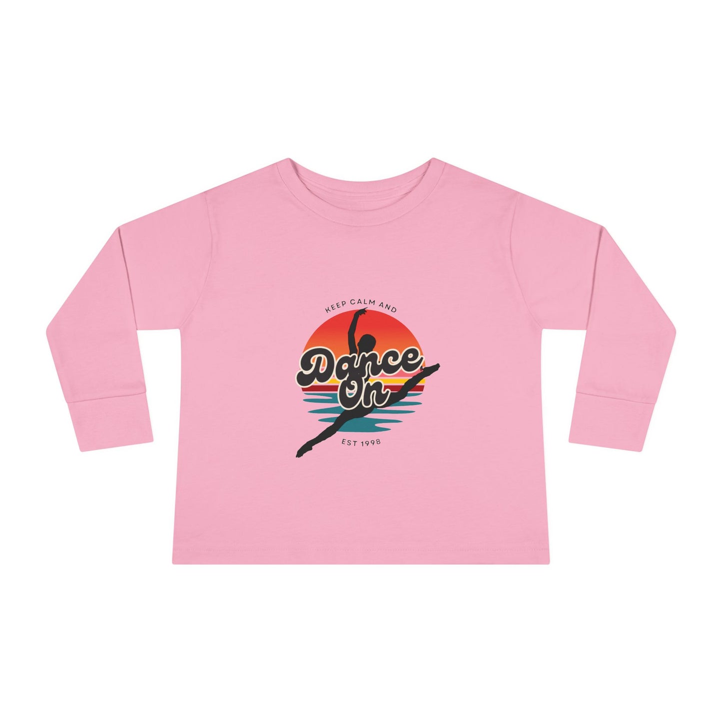 "Keep Calm and Dance On" Toddler Dance T-Shirt – Retro Graphic Long Sleeve Tee for Kids