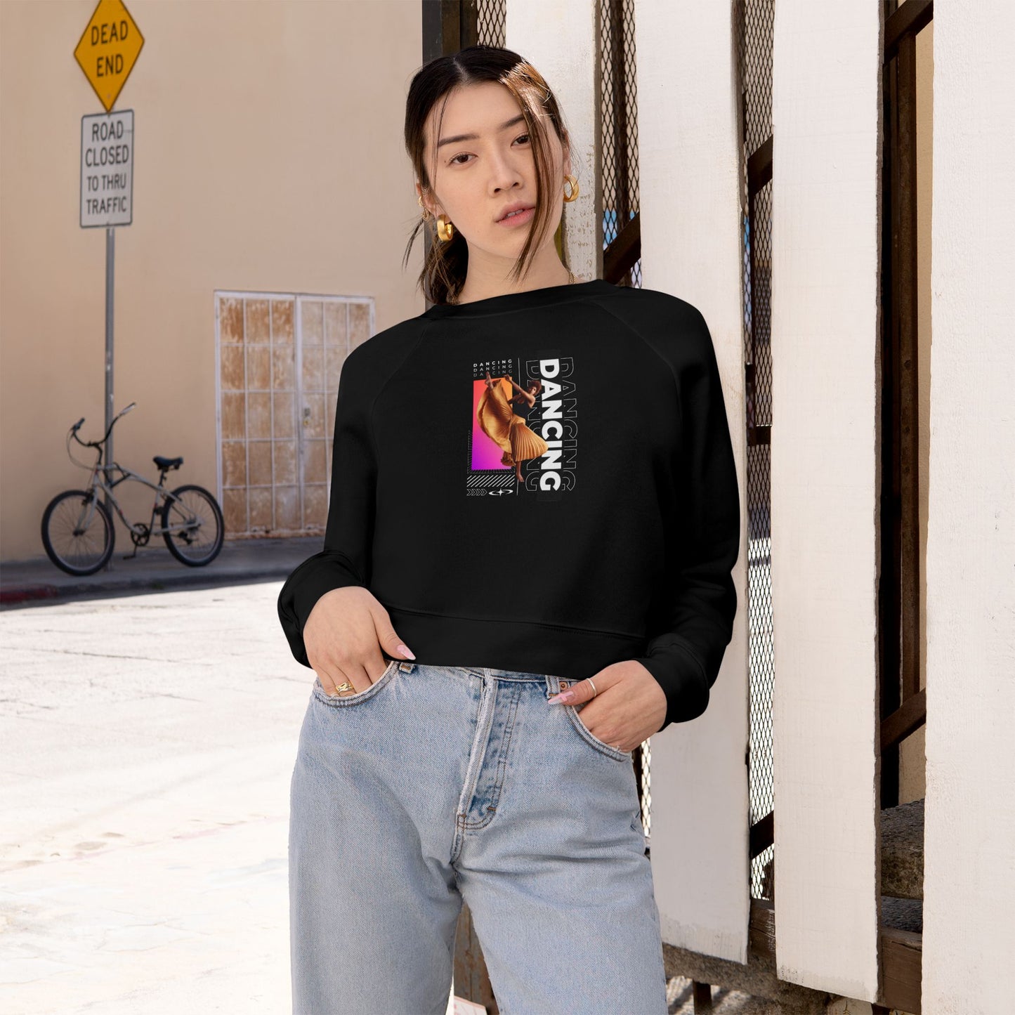 “Dancing” Female Dancer Streetwear Graphic | Ballet & Dance Sweatshirt for Dancers & Enthusiasts - Women’s Cropped Sweatshirt