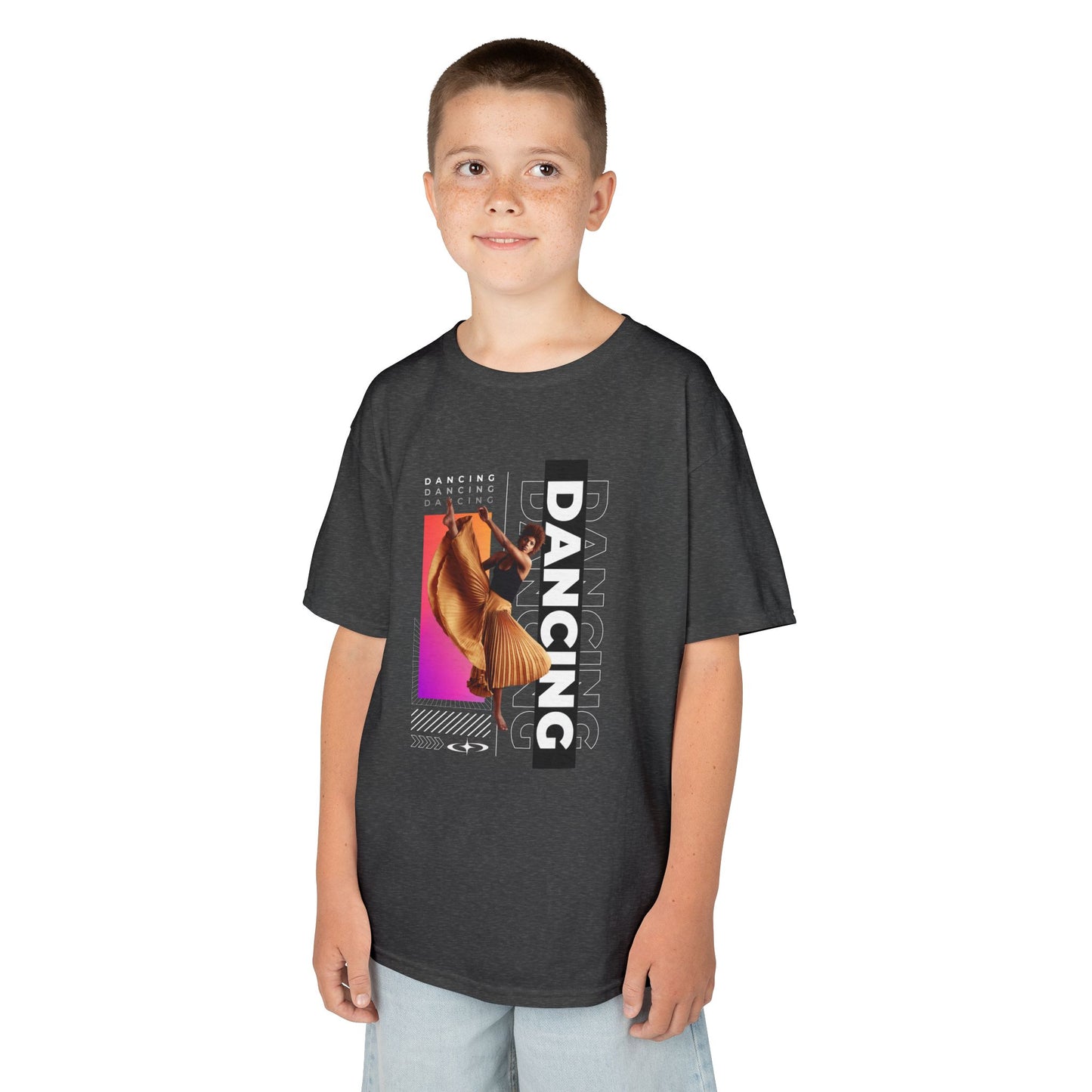"Dancing" Youth Short Sleeve T-Shirt – Streetwear-Inspired Female Dancer Graphic – Stylish Dance Apparel for Kids