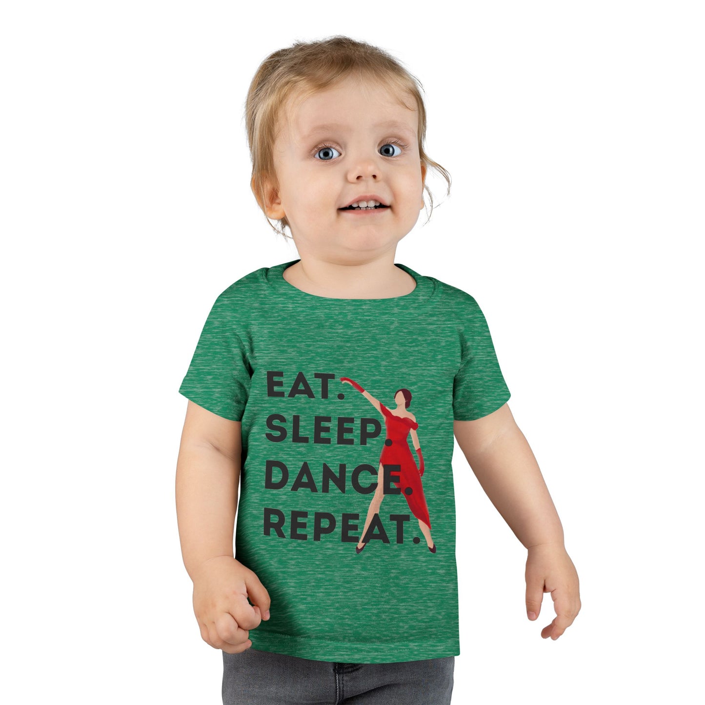 "Eat Sleep Dance Repeat" Toddler T-Shirt – Bold Dancer Graphic Tee for Kids – Short Sleeve Dance Shirt for Toddlers