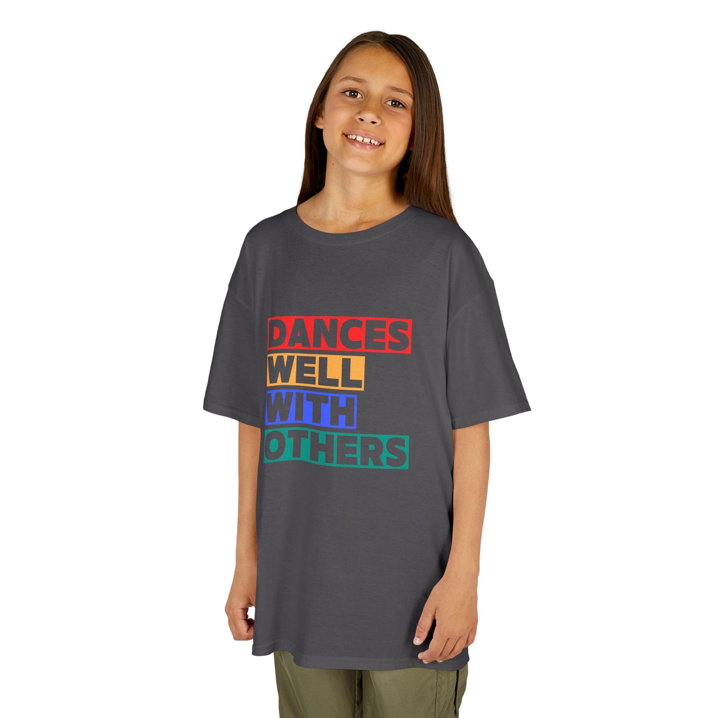 "Dances Well With Others" Kids Heavy Cotton™ Tee – Dance-Inspired Graphic Tee for Kids