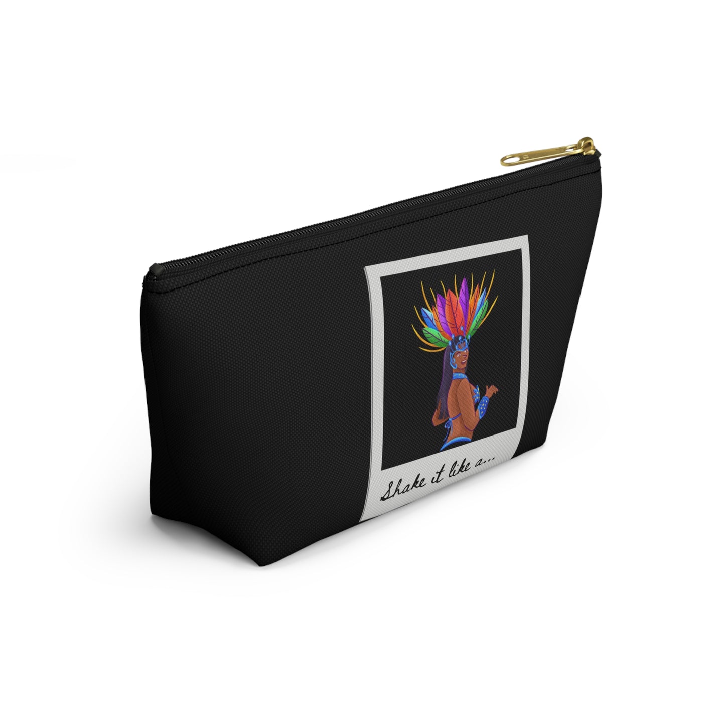 "Shake It Like a..." Makeup Bag – Carnival-Inspired Samba Dancer Graphic – Fun Dance-Themed Zipper Pouch for Cosmetics, Travel & Accessories