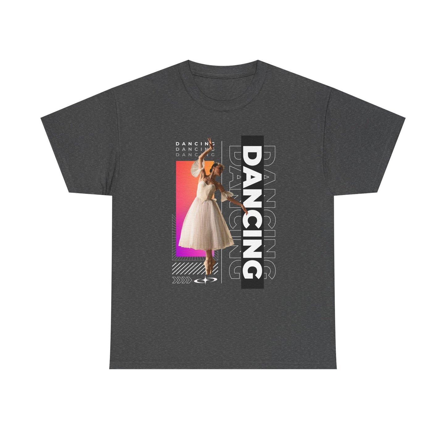 “Dancing” Streetwear-Inspired Female Dancer Unisex Heavy Cotton Tee – Urban Dance Graphic T-Shirt for Performers and Dance Lovers