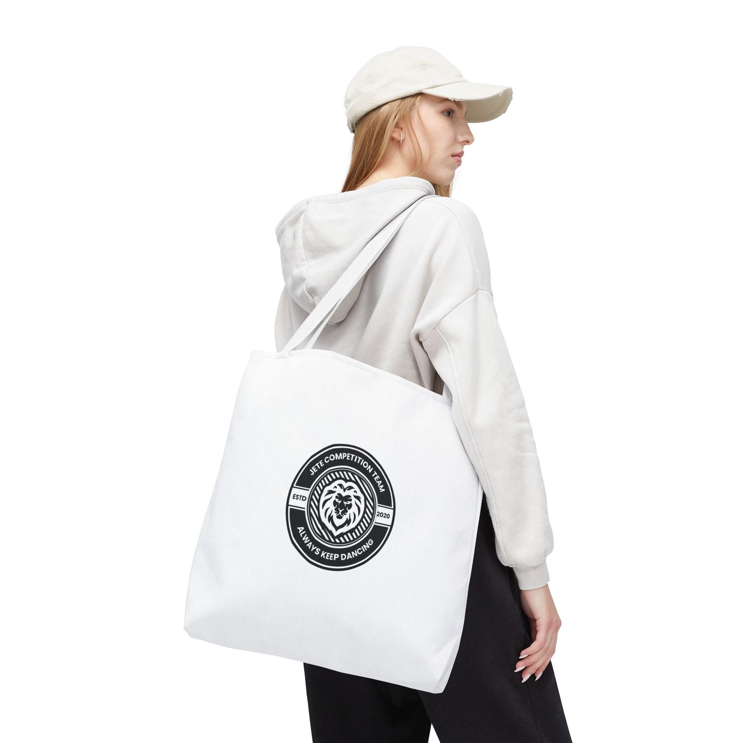 "Jeté Competition Team, Always Keep Dancing" Canvas Tote Bag – Collegiate Dance Team Logo | Reusable Dance Bag for Dancers, Rehearsals & Competitions