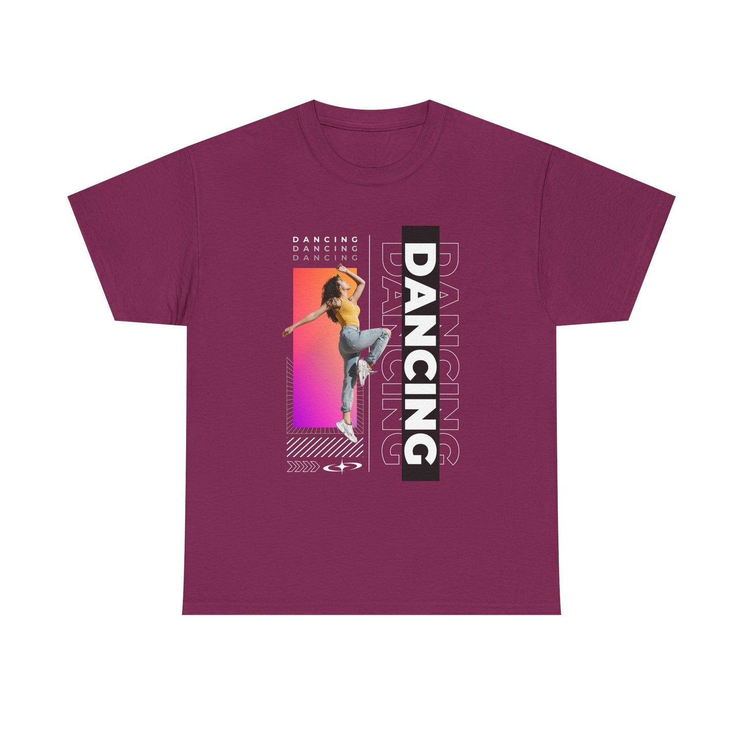 “Dancing” Streetwear-Inspired Female Dancer Unisex Heavy Cotton Tee – Urban Dance Graphic T-Shirt for Performers and Dance Lovers
