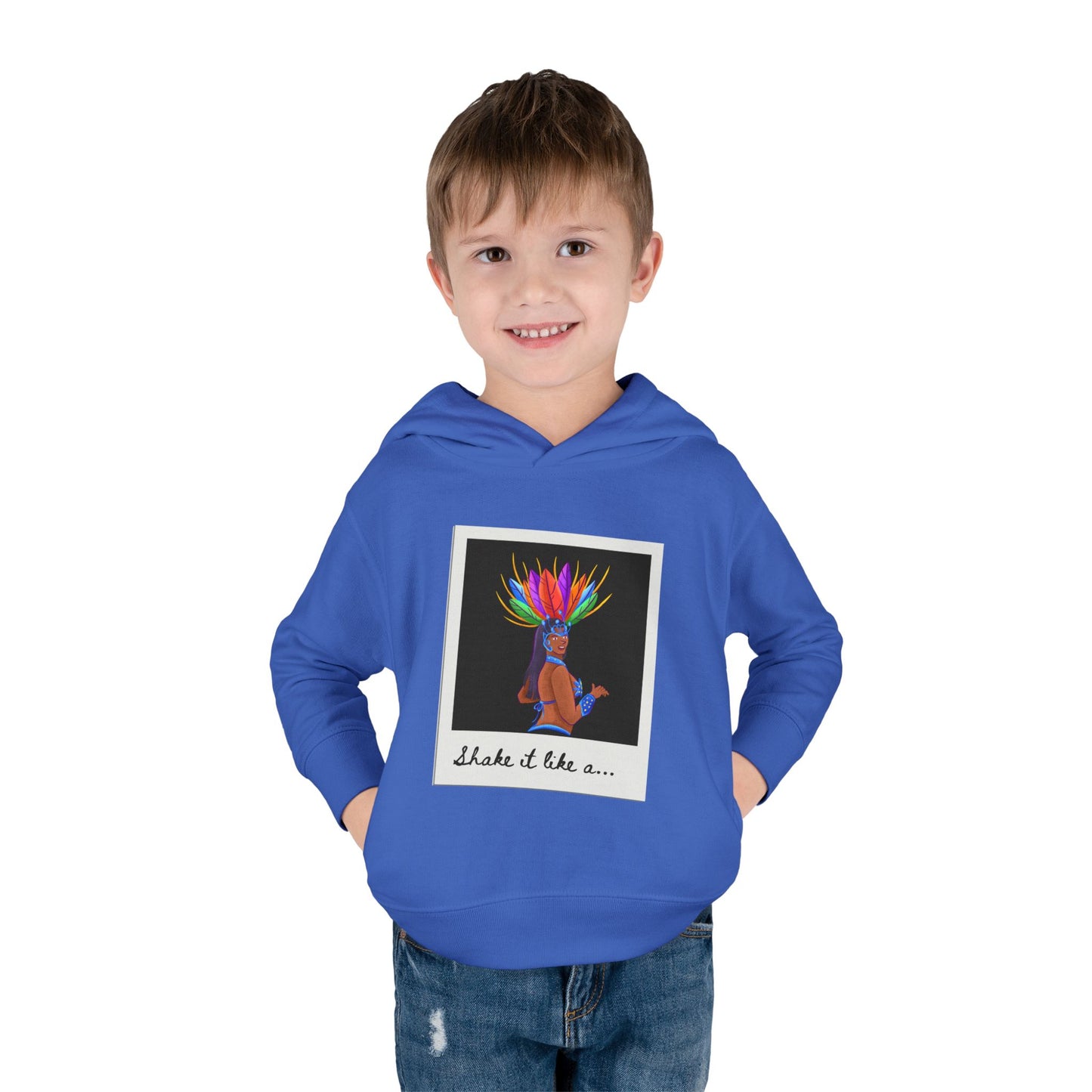 "Shake It Like a..." Toddler Pullover Hoodie – Carnival Samba Dancer Graphic Fleece Sweatshirt for Kids