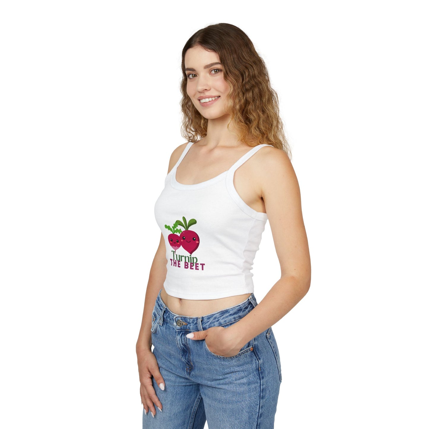 "Turnip the Beet" Women’s Spaghetti Strap Tank Top – Cute Veggie Dance Graphic | Funny Dance Pun Shirt for Dancers & Music Lovers