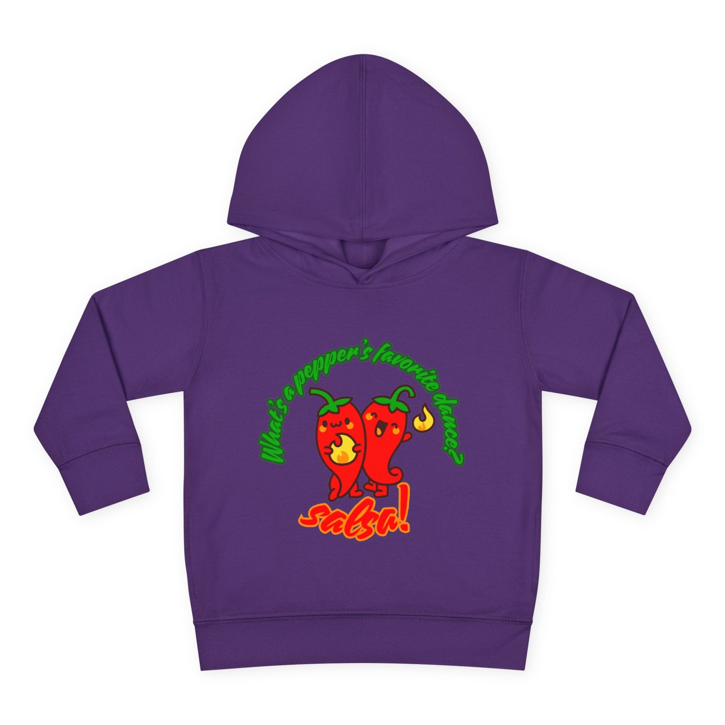 "What's a Pepper's Favorite Dance? Salsa!" Toddler Fleece Dance Hoodie – Funny Colorful Pullover for Kids