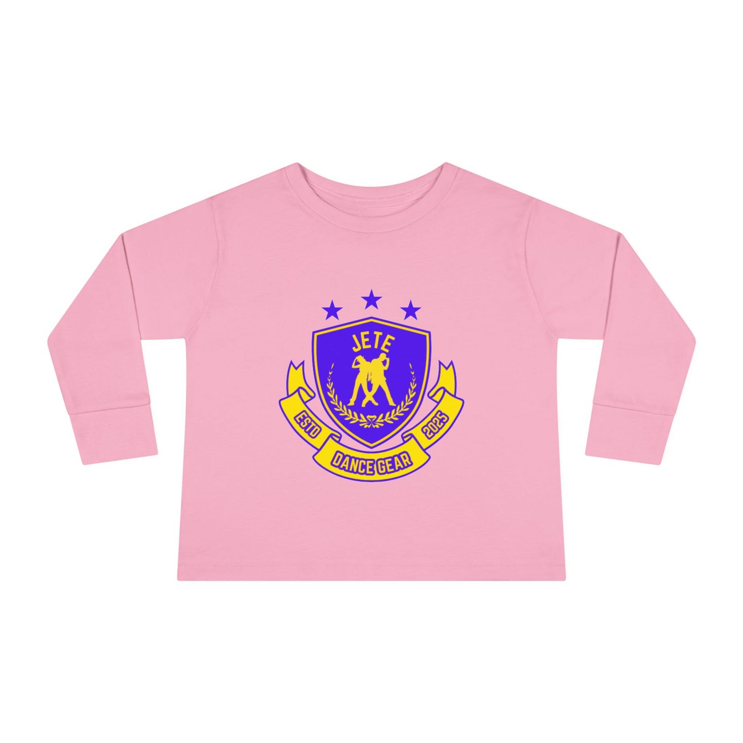 "Jeté Dance Gear" Toddler Dance T-Shirt – Collegiate-Inspired Dancer Graphic Long Sleeve Tee for Kids