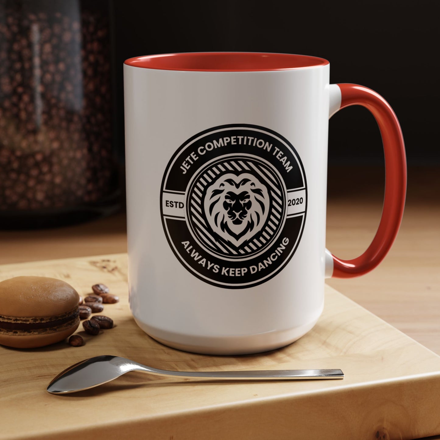 "Jeté Competition Team – Always Keep Dancing" Accent Coffee Mug – Collegiate Style Ceramic Mug for Dancers and Studio Teams