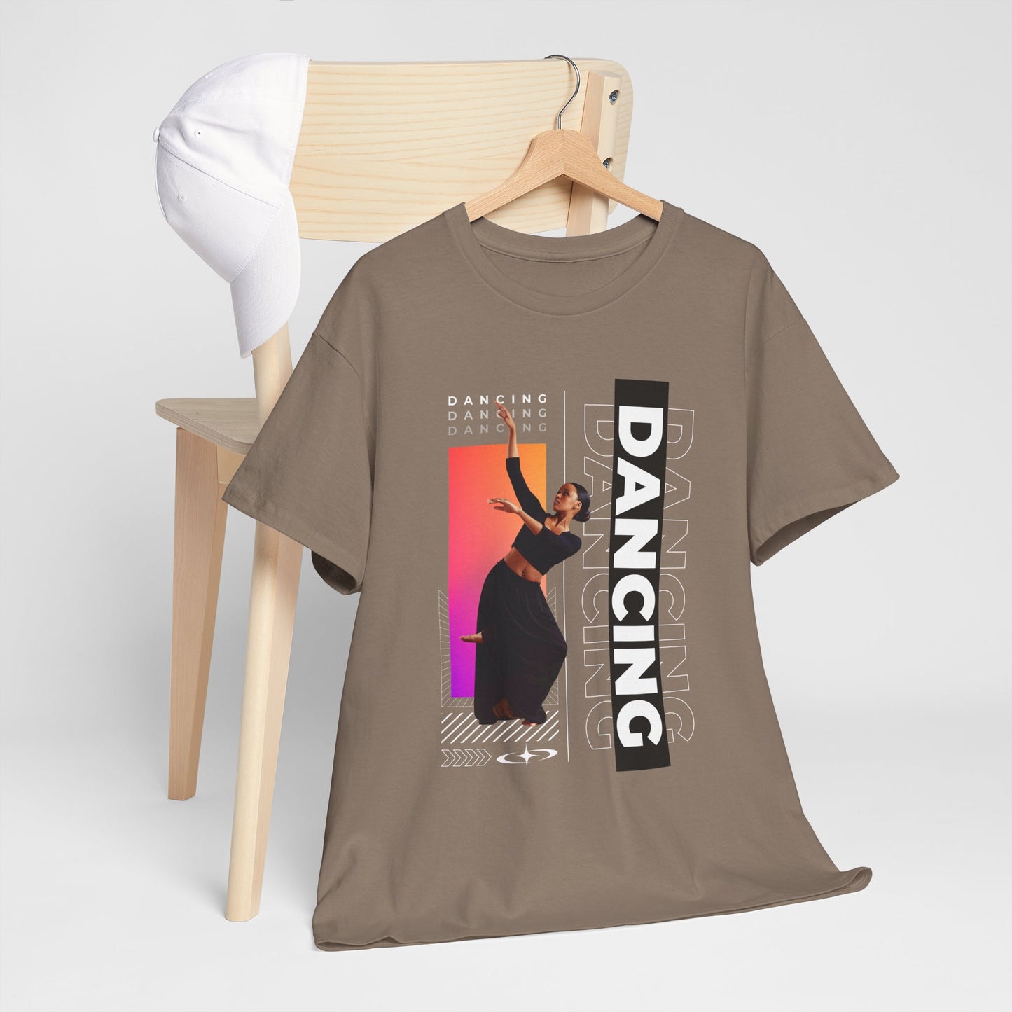 “Dancing” Streetwear-Inspired Female Dancer Unisex Heavy Cotton Tee – Urban Dance Graphic T-Shirt for Performers and Dance Lovers
