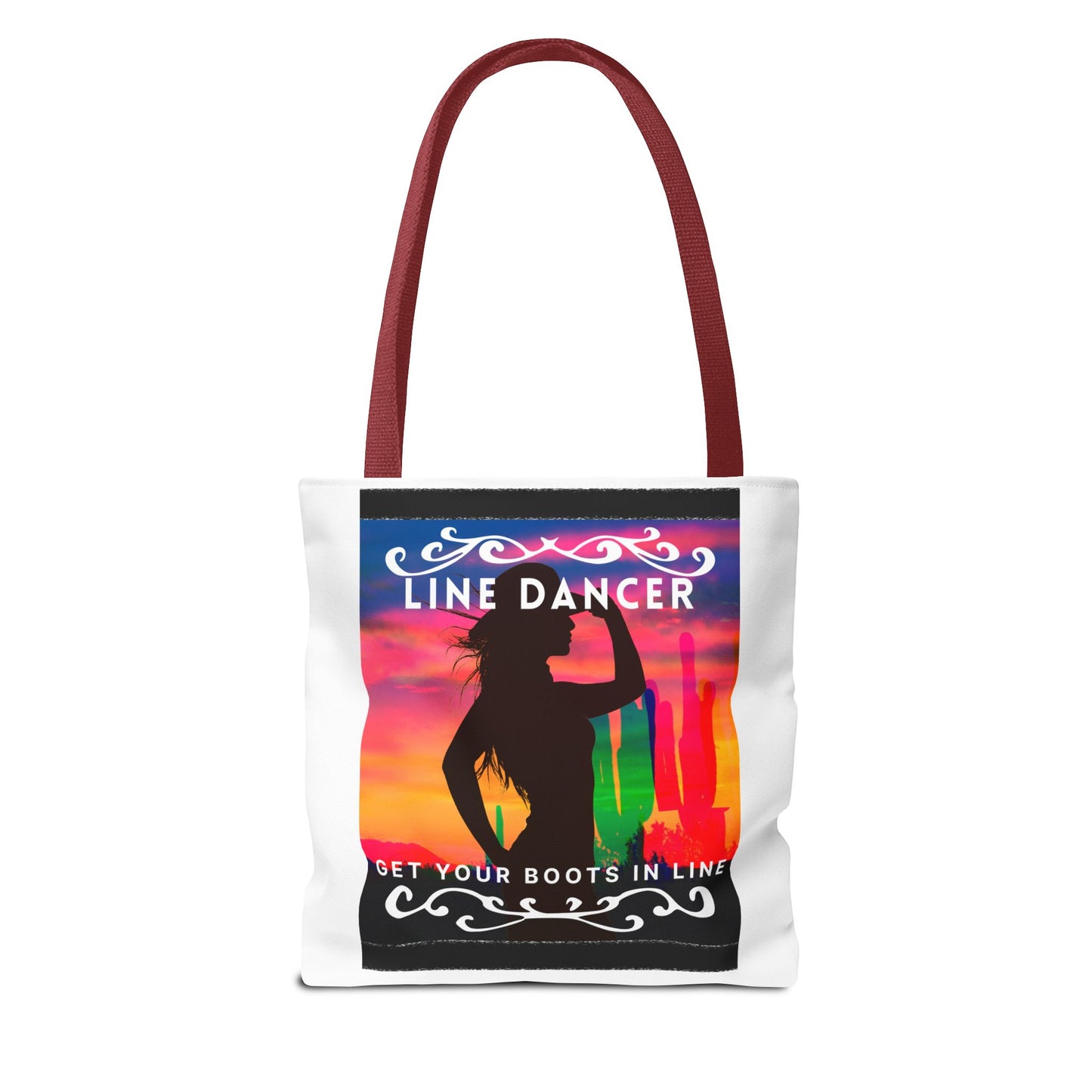 "Line Dancer, Boots on the Ground” Canvas Tote Bag – Cowgirl Graphic | Western Dance Bag for Country Lovers & Line Dancing Fans