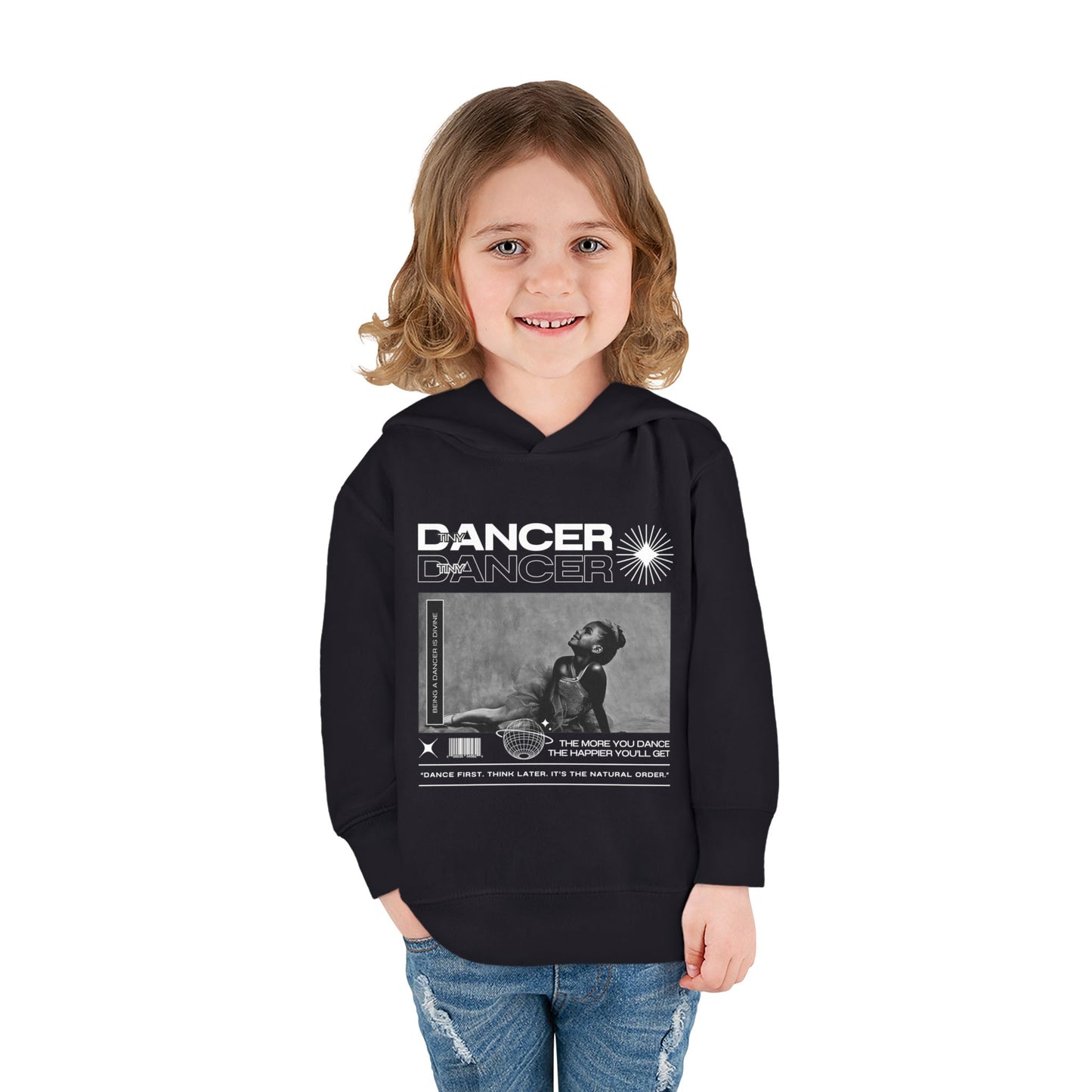“Tiny Dancer” Toddler Pullover Hoodie – Streetwear-Inspired Ballet Dancer Graphic Sweatshirt for Kids