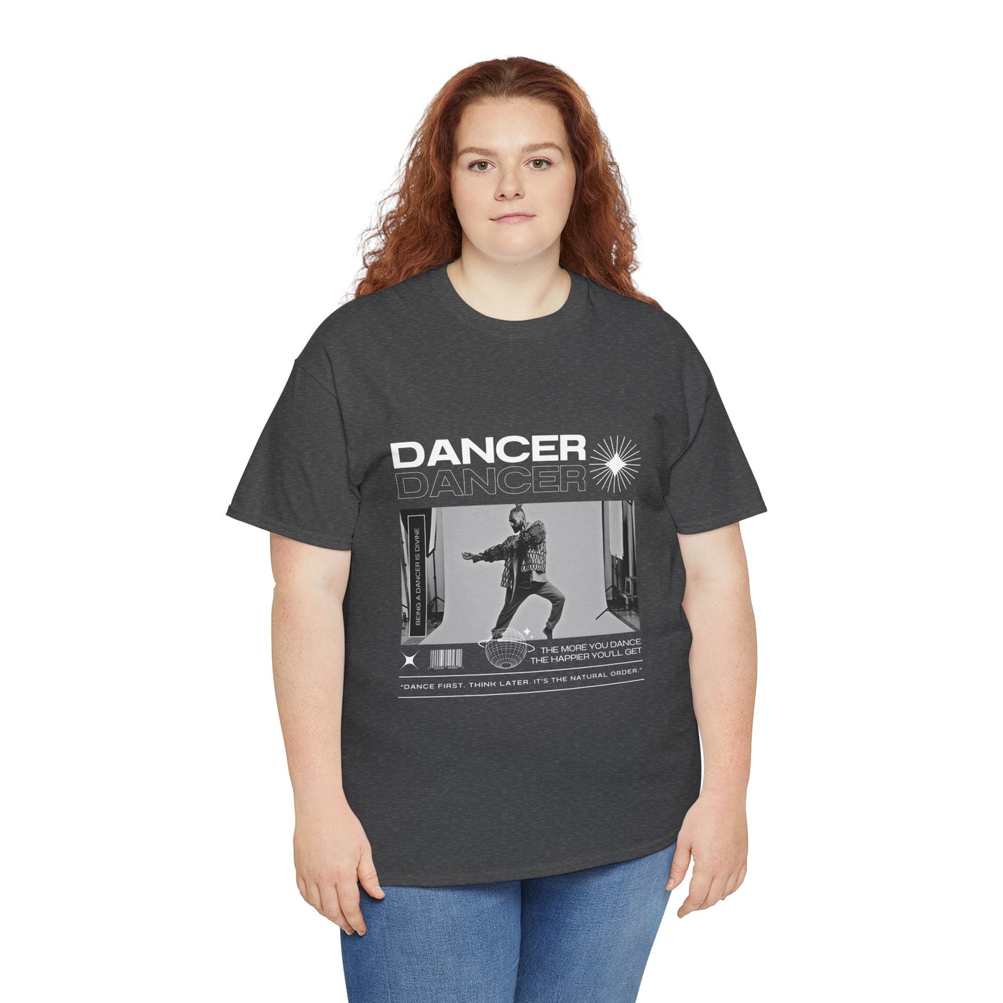 "Dancer "Jazz Pose Unisex Heavy Cotton Tee – Streetwear-Inspired Jazz Dance Graphic T-Shirt for Performers