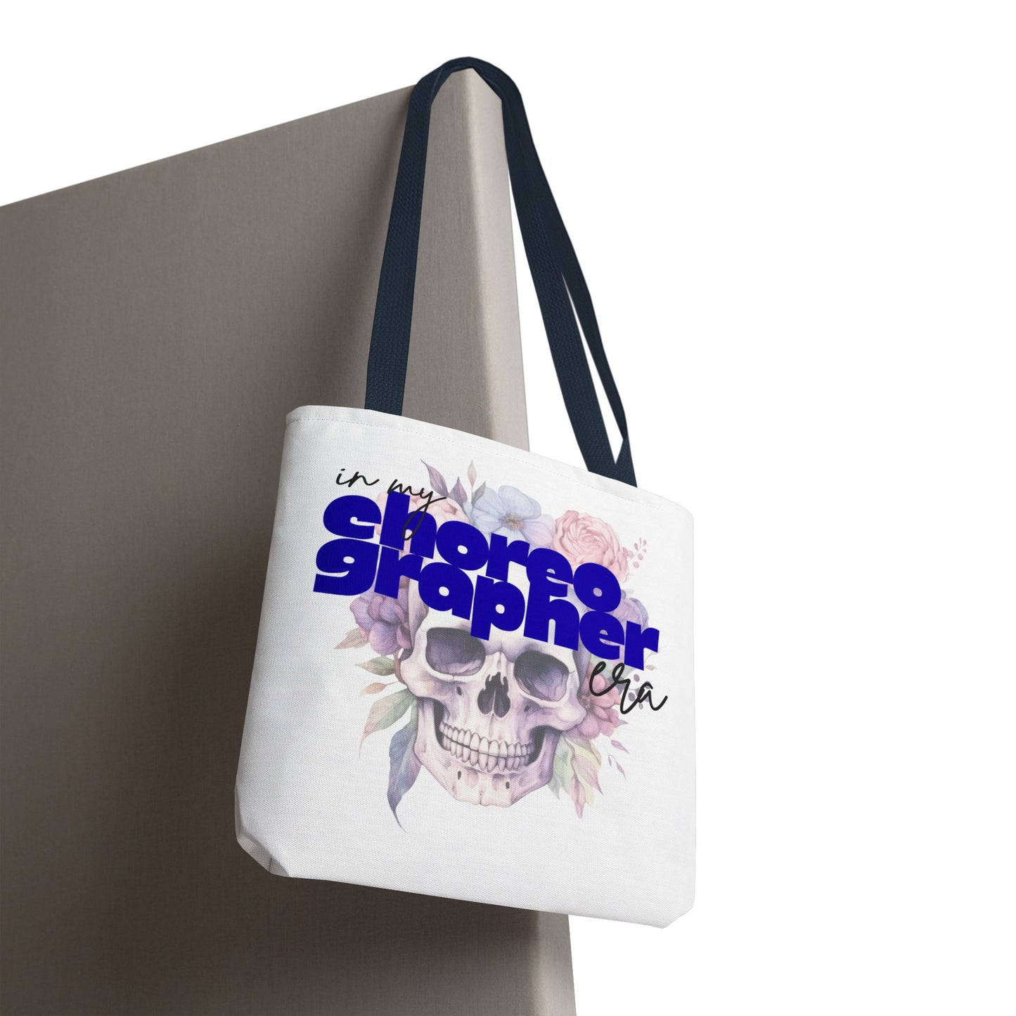 In My Choreographer Era Tote Bag with Colored Handles – Pastel Floral Skull Dance-Inspired Carryall