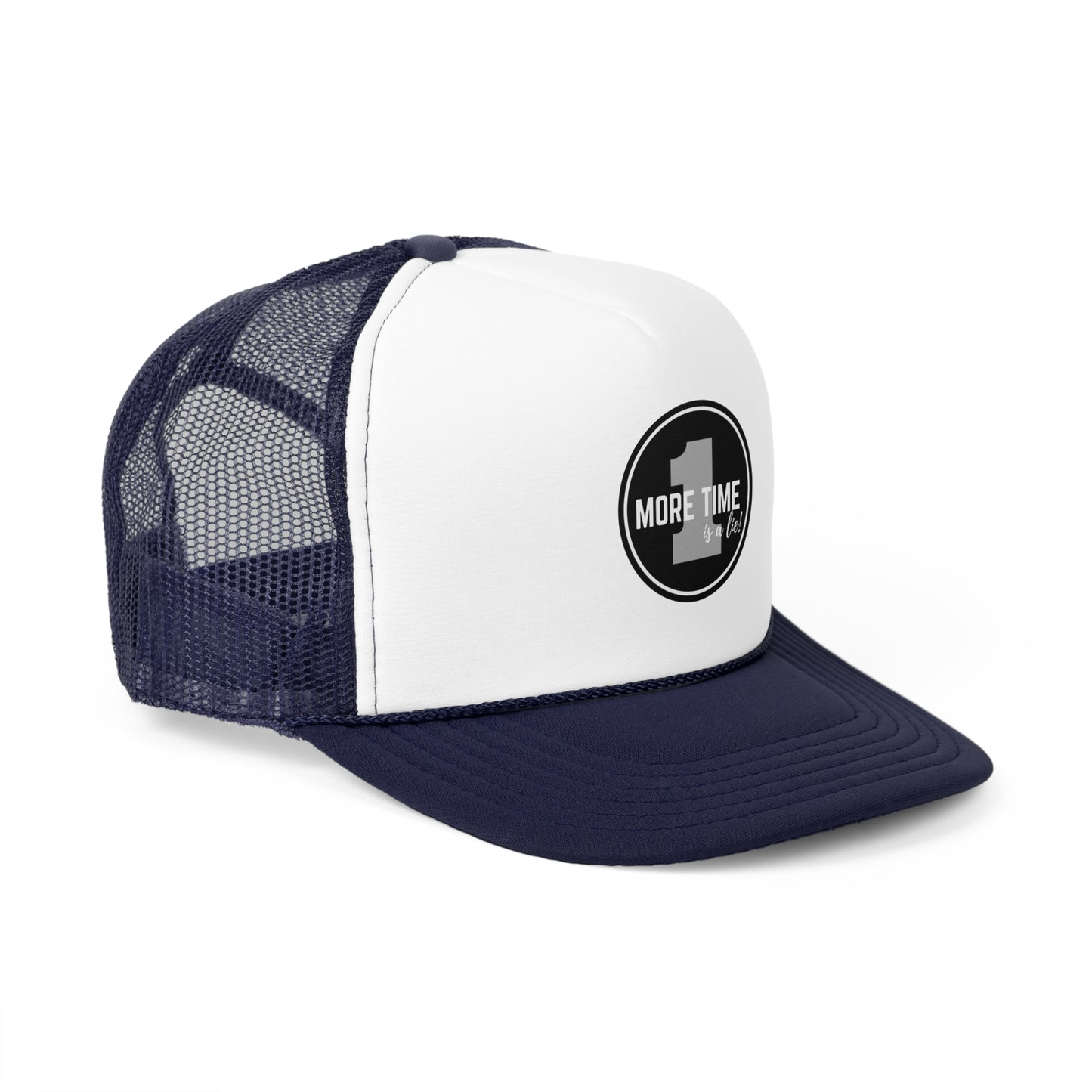 "One More Time is a Lie" Dance Quote Unisex Trucker Hat – Emblem Graphic Cap for Dancers & Dance Moms – Funny Dance Rehearsal Hat