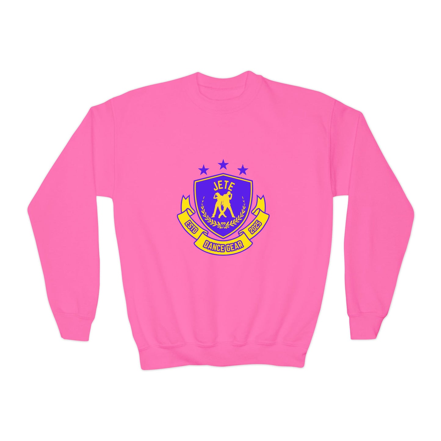 "Jeté Dance Gear" – Collegiate Style Youth Crewneck Sweatshirt | Bold Kids Dance Team Pullover