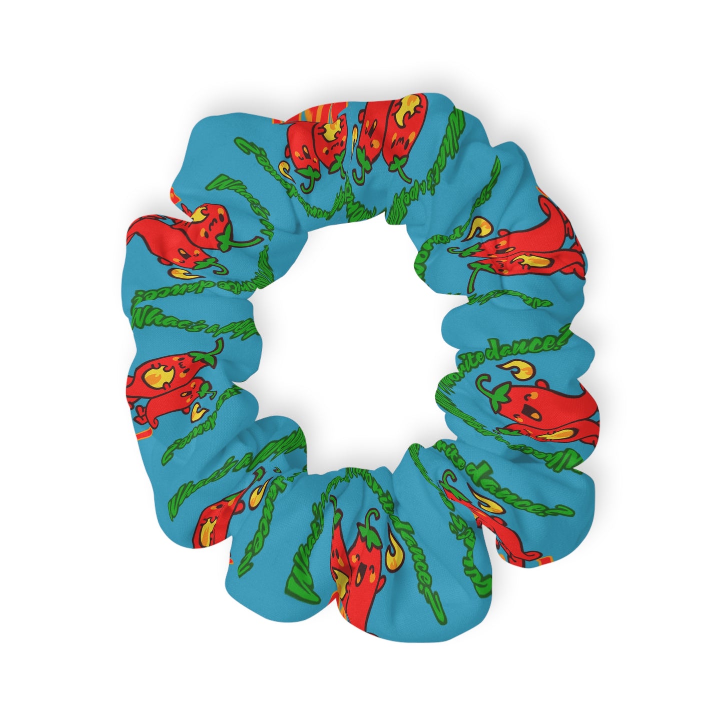 “What's a Pepper's Favorite Dance? Salsa!” Scrunchie – Funny Dance Pun Hair Accessory with Cute Pepper Graphic