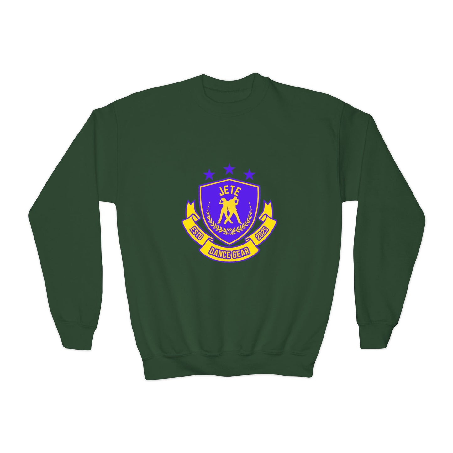 "Jeté Dance Gear" – Collegiate Style Youth Crewneck Sweatshirt | Bold Kids Dance Team Pullover