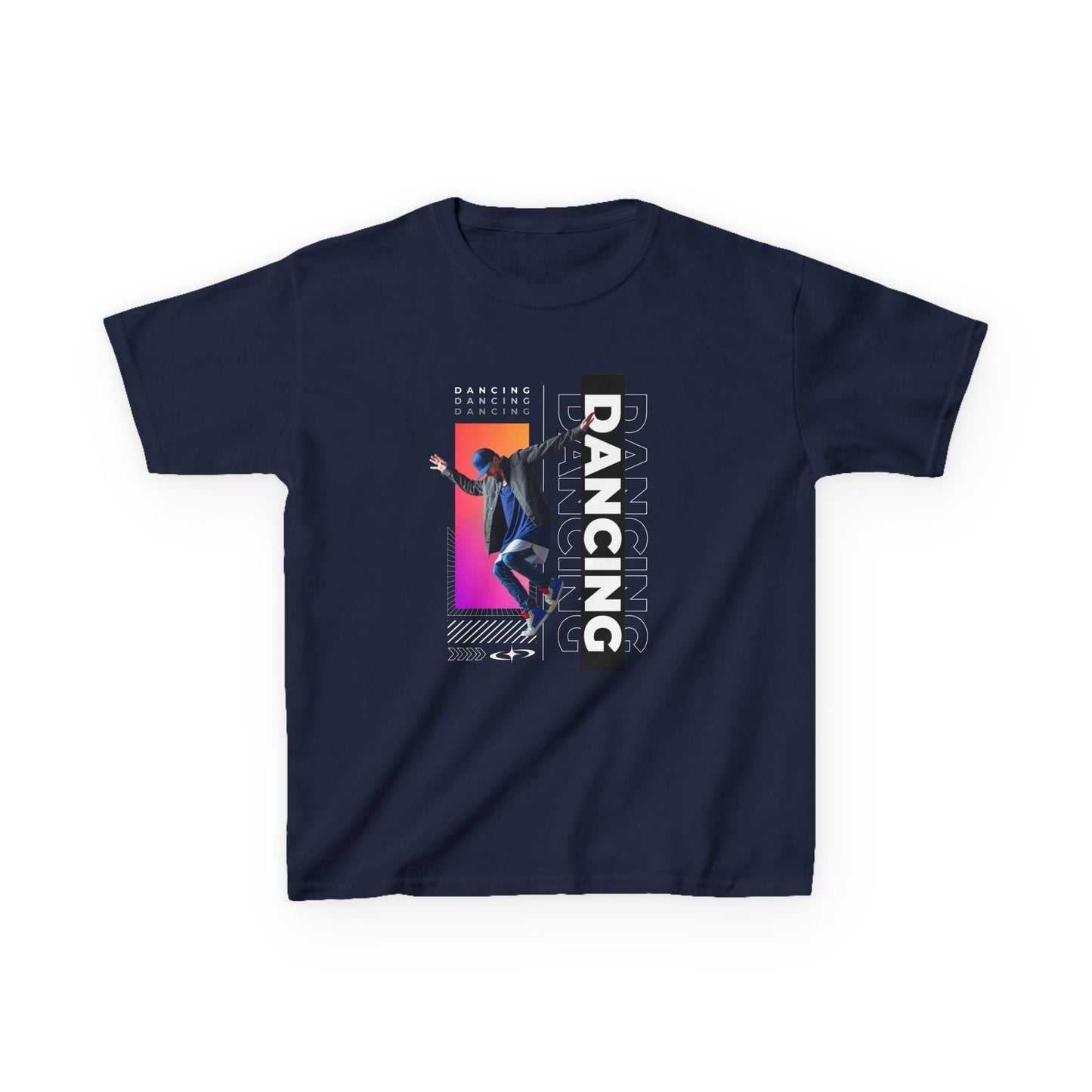 “Dancing” Youth Short Sleeve T-Shirt – Streetwear-Inspired Male Dancer Graphic – Stylish Kids Dance Apparel Tee