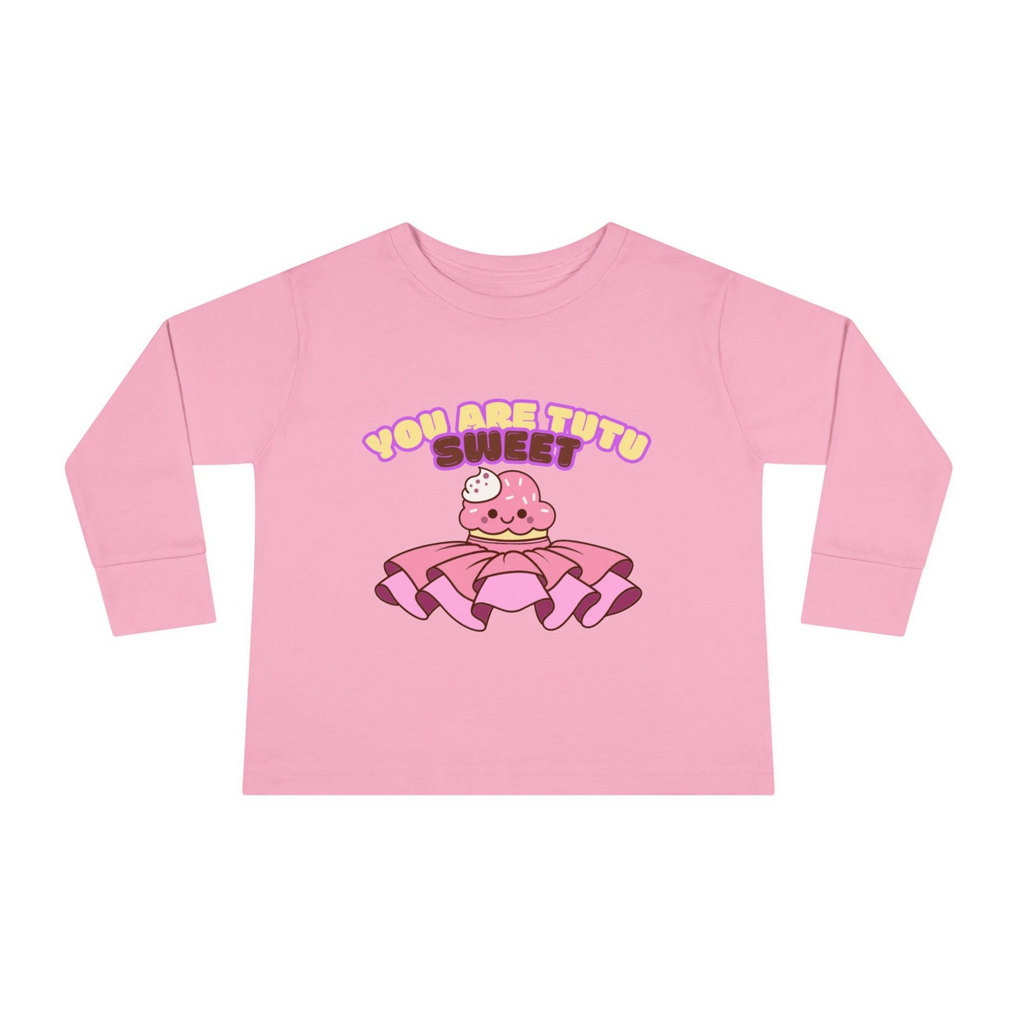 "You Are Tutu Sweet" Toddler Dance T-Shirt – Kawaii Cupcake in Tutu Graphic Long Sleeve Tee for Kids