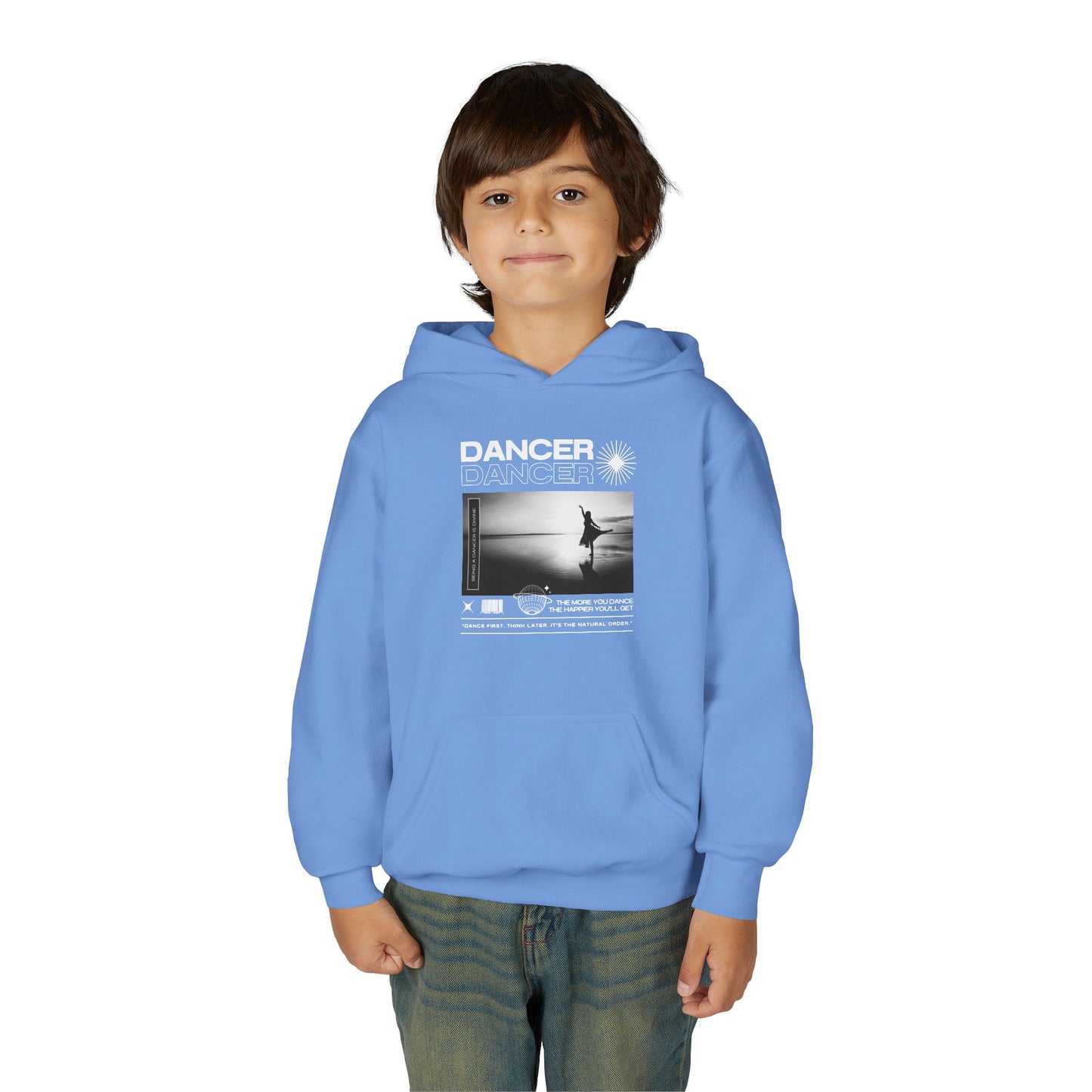 “Dancer” Arabesque on the Beach Graphic | Unisex Youth Hoodie – Streetwear-Inspired Ballet Dance Hoodie for Kids & Young Dancers
