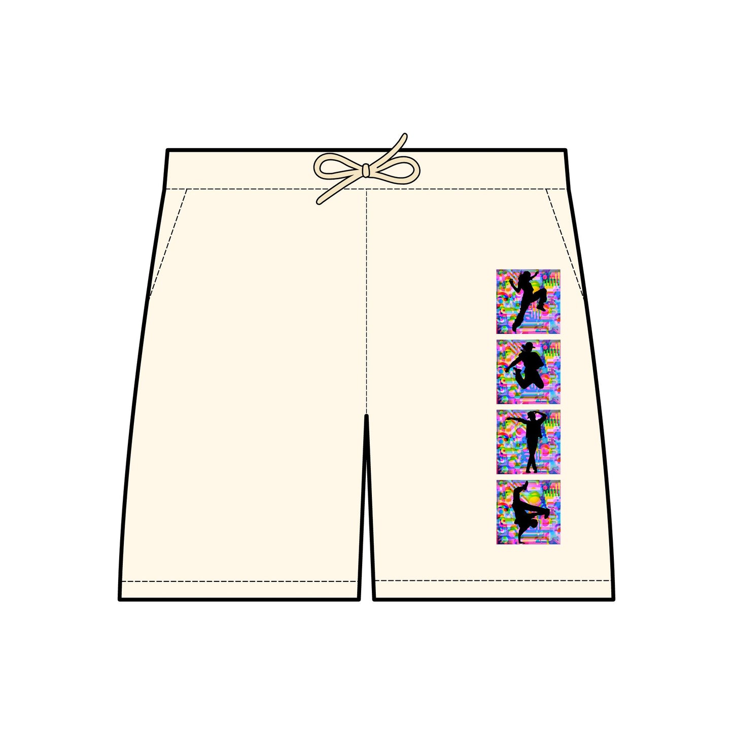 Levels Premium Collection Fleece Sweat Shorts – Vibrant Unisex Dance Shorts with Bold Dancer Silhouette Graphic