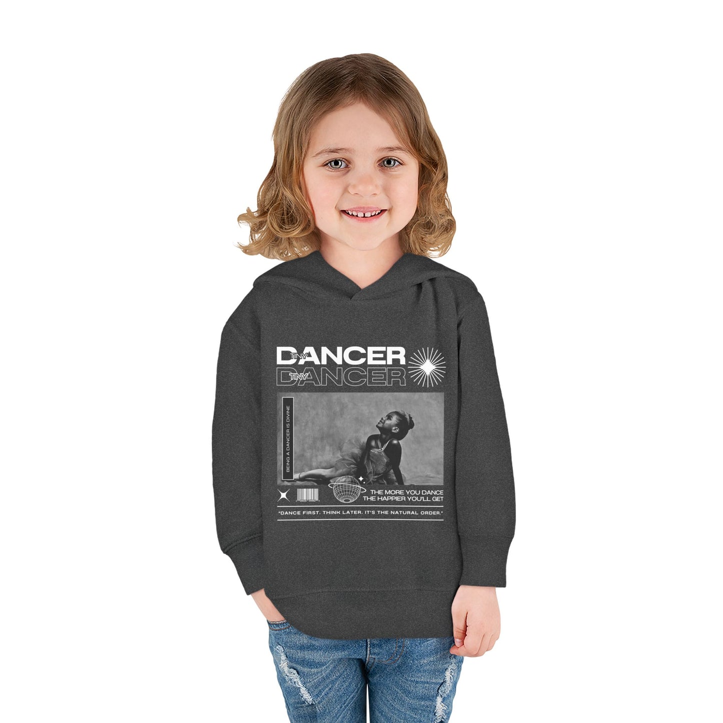 “Tiny Dancer” Toddler Pullover Hoodie – Streetwear-Inspired Ballet Dancer Graphic Sweatshirt for Kids