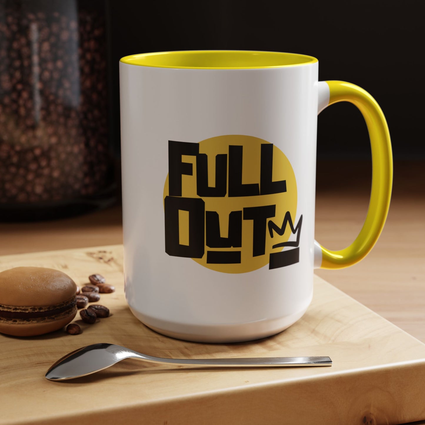"Full Out" Accent Coffee Mug – Streetwear Dance Mug with Crown Graphic for Dancers