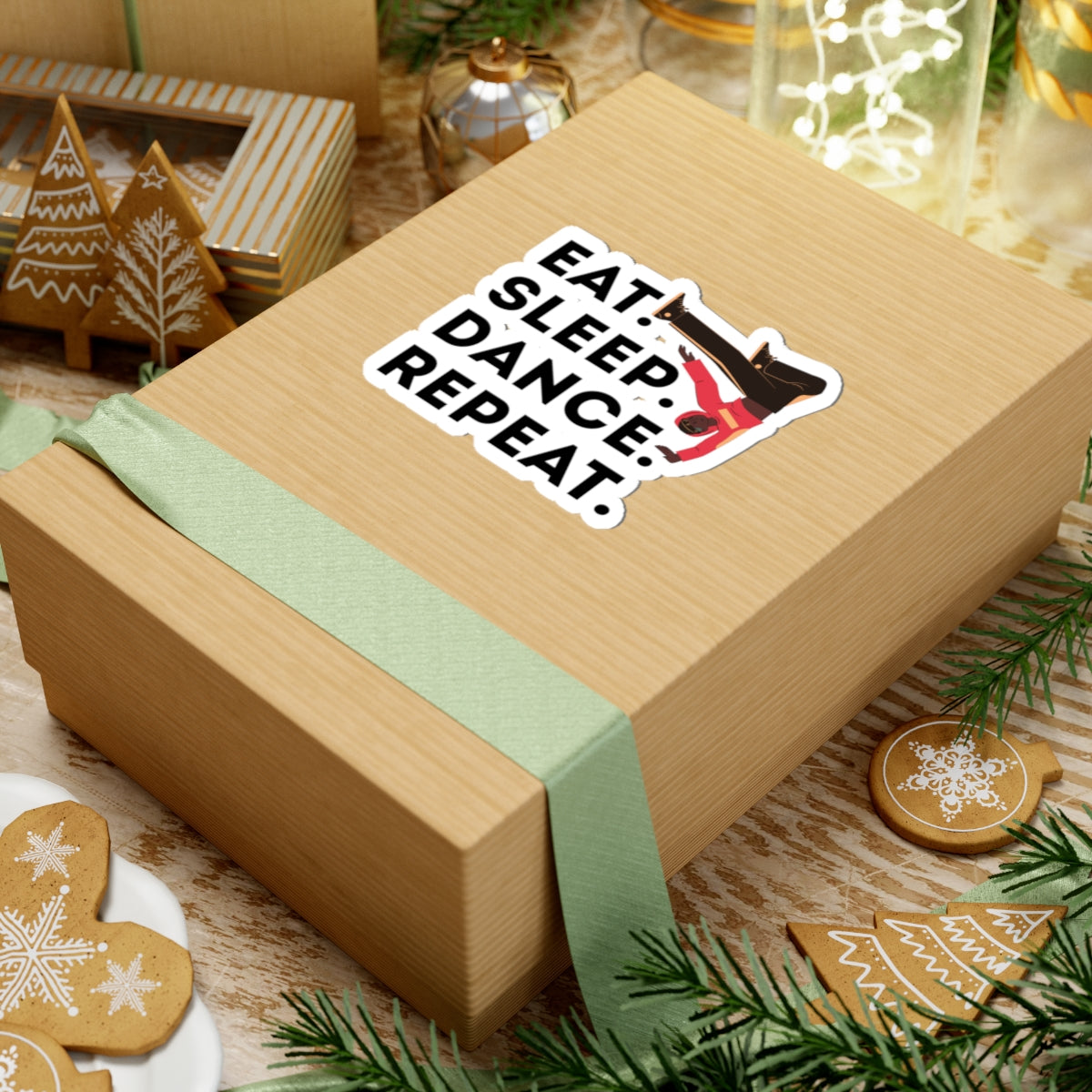 "Eat Sleep Dance Repeat" Kiss-Cut Sticker – Bold B-Boy Breakdancer Graphic – Hip Hop Dance-Themed Vinyl Sticker for Laptops, Journals & Water Bottles
