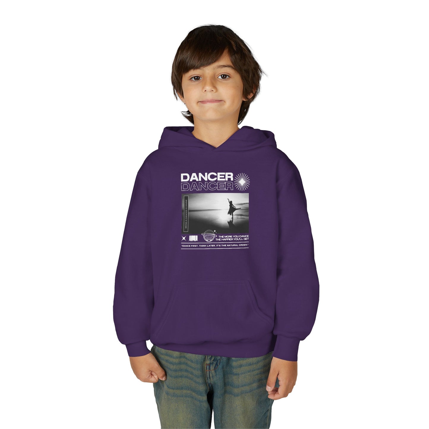 “Dancer” Arabesque on the Beach Graphic | Unisex Youth Hoodie – Streetwear-Inspired Ballet Dance Hoodie for Kids & Young Dancers