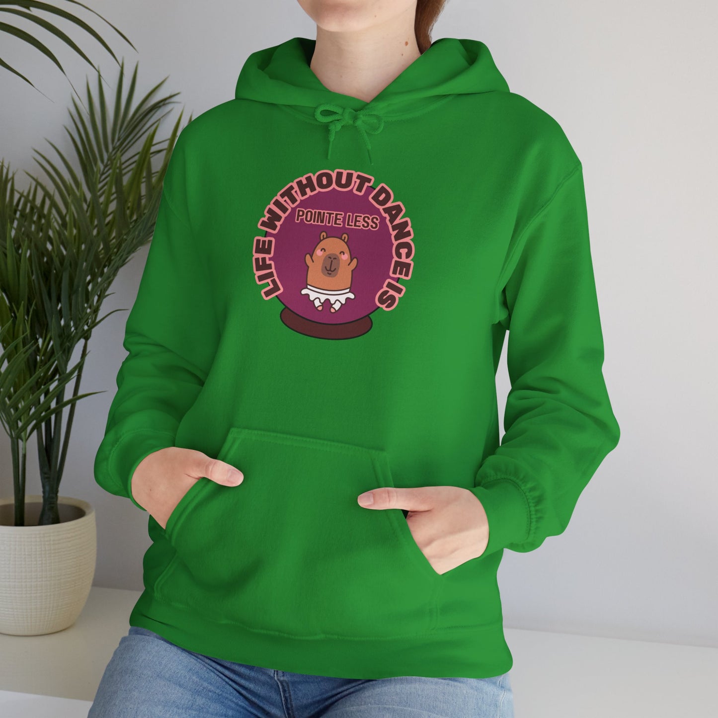 “Life Without Dance is Pointeless" Unisex Heavy Blend Hooded Sweatshirt – Cute Capybara Graphic Hoodie for Adults and Teens