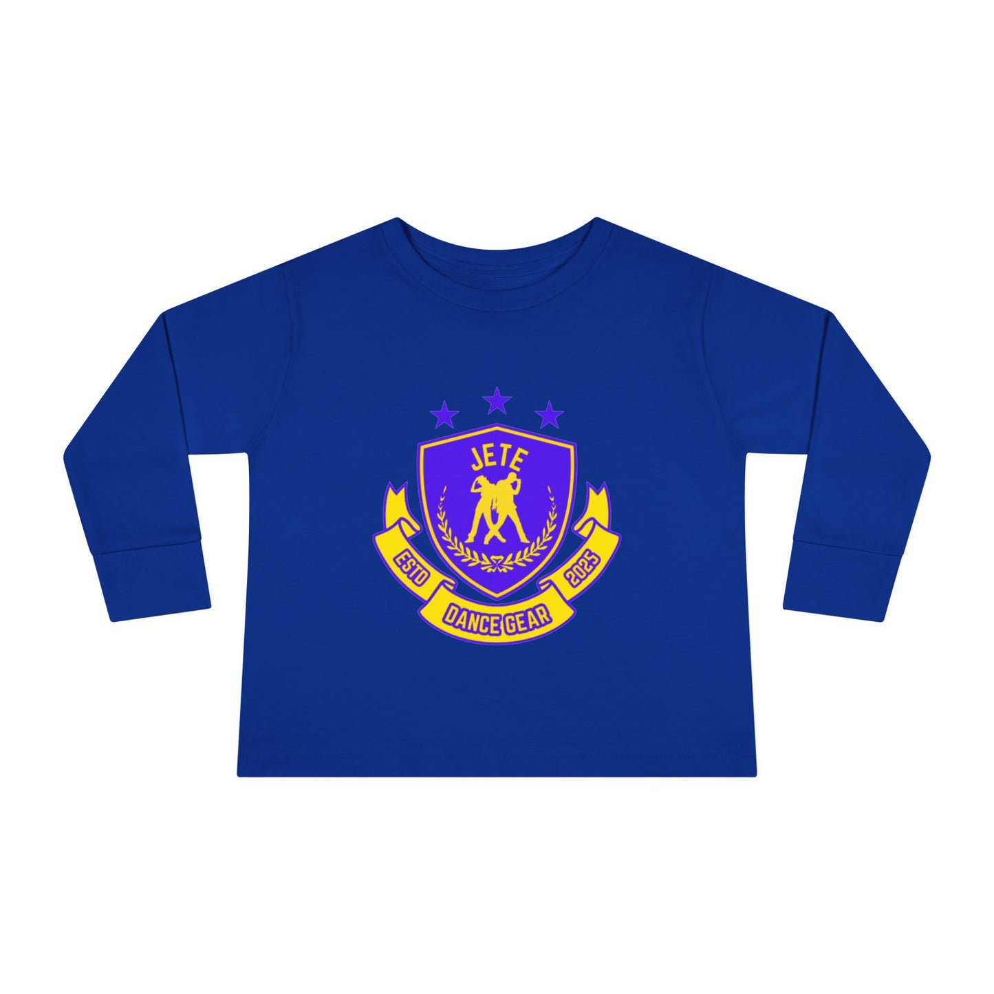 "Jeté Dance Gear" Toddler Dance T-Shirt – Collegiate-Inspired Dancer Graphic Long Sleeve Tee for Kids