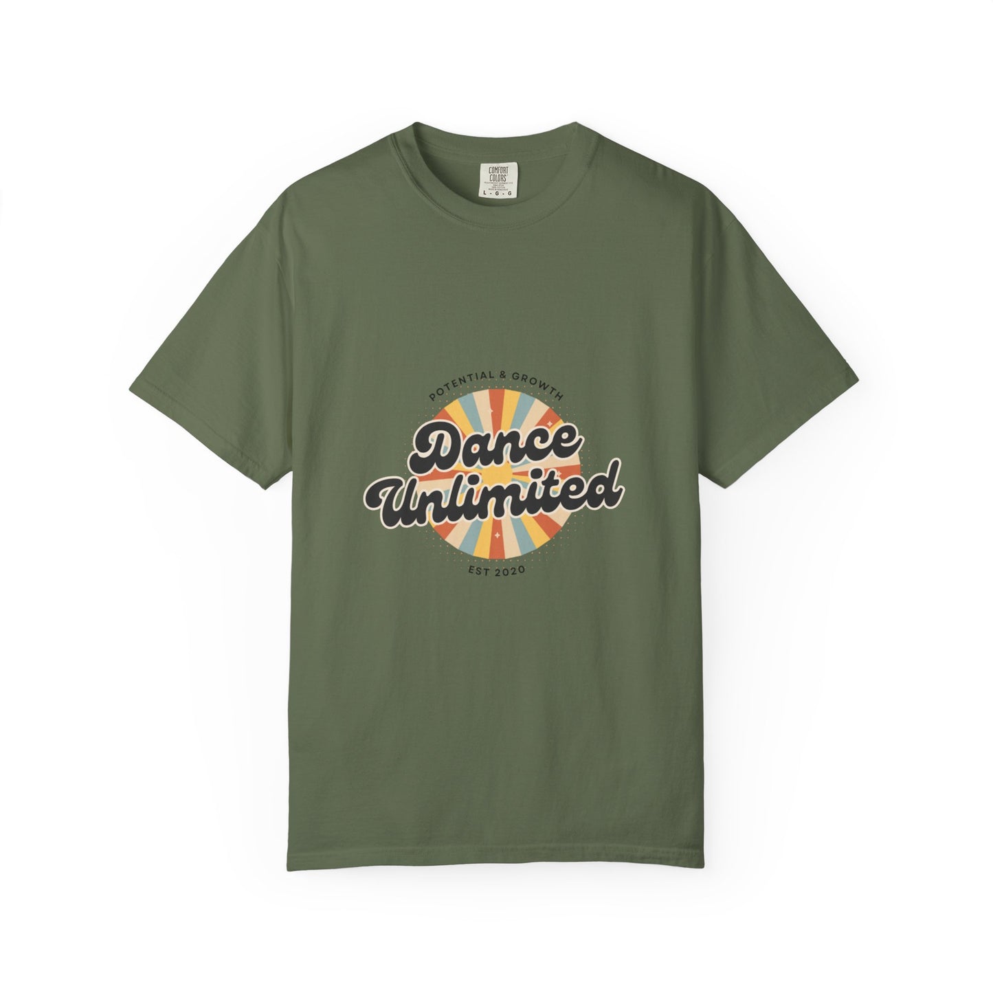 "Dance Unlimited, Potential & Growth" Unisex Garment-Dyed T-Shirt – Retro-Inspired Dance Motivation Graphic Tee – Inspirational Shirt for Dancers"