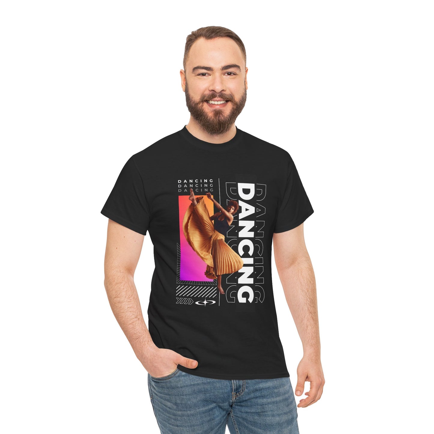 “Dancing” Streetwear-Inspired Female Dancer Unisex Heavy Cotton Tee – Urban Dance Graphic T-Shirt for Performers and Dance Lovers