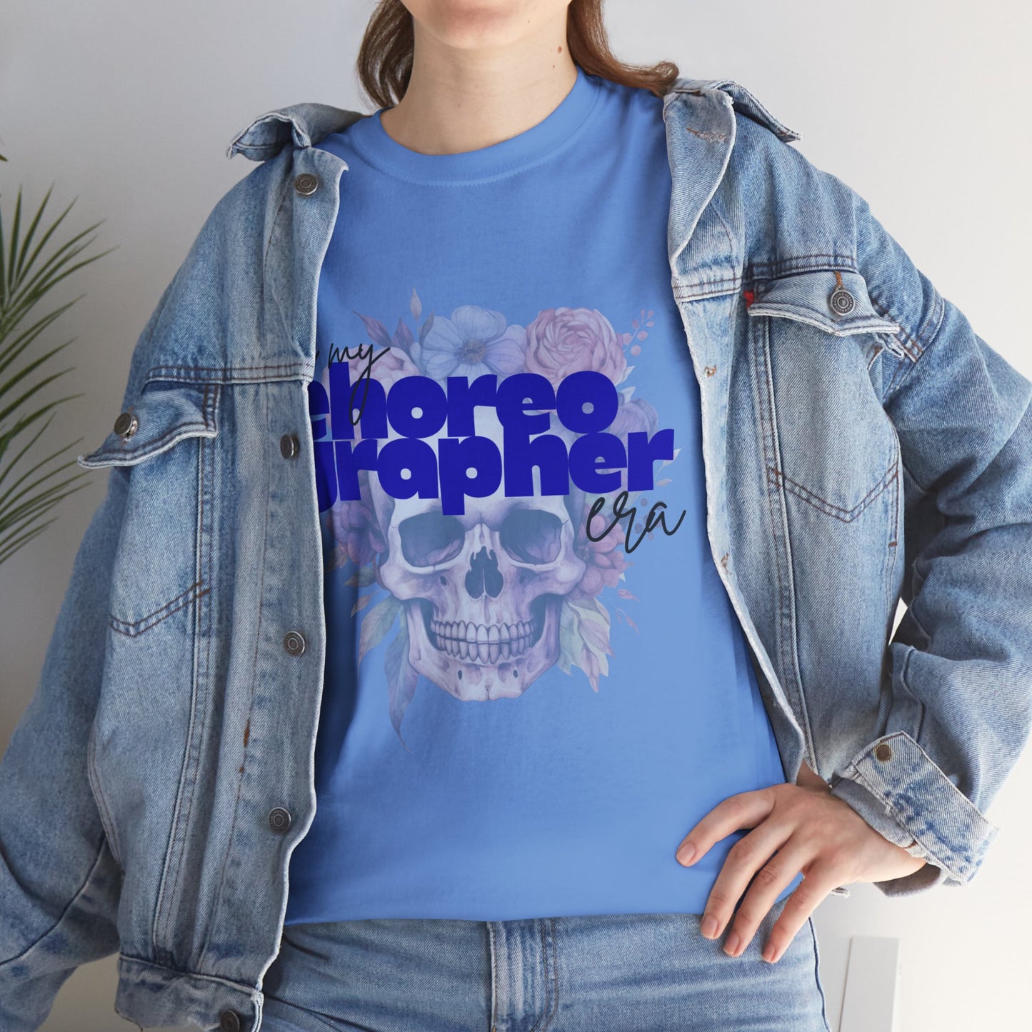 "In My Choreographer Era" Skull Floral Tee – Unisex Heavy Cotton Dance T-Shirt with Cool Gothic Graphic