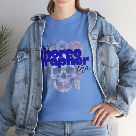 "In My Choreographer Era" Skull Floral Tee – Unisex Heavy Cotton Dance T-Shirt with Cool Gothic Graphic